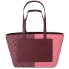 Michael Kors Jet Set Travel Medium Zip Top Tote Oxblood Multi MK Signature sold by Gaby's Bags