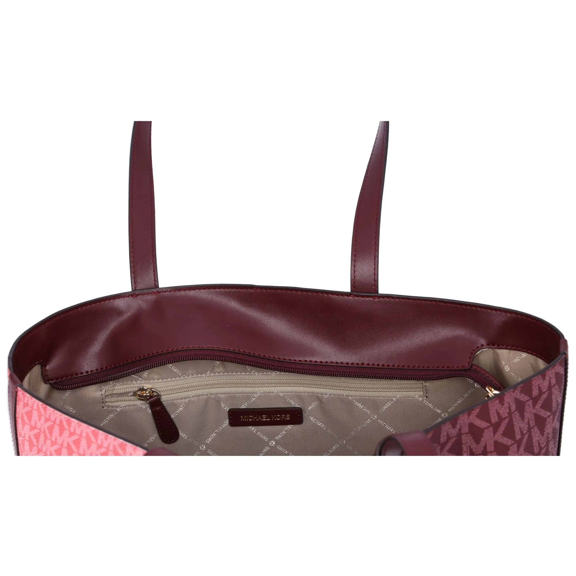 Michael Kors Jet Set Travel Medium Zip Top Tote Oxblood Multi MK Signature sold by Gaby's Bags product image thumbnail 4