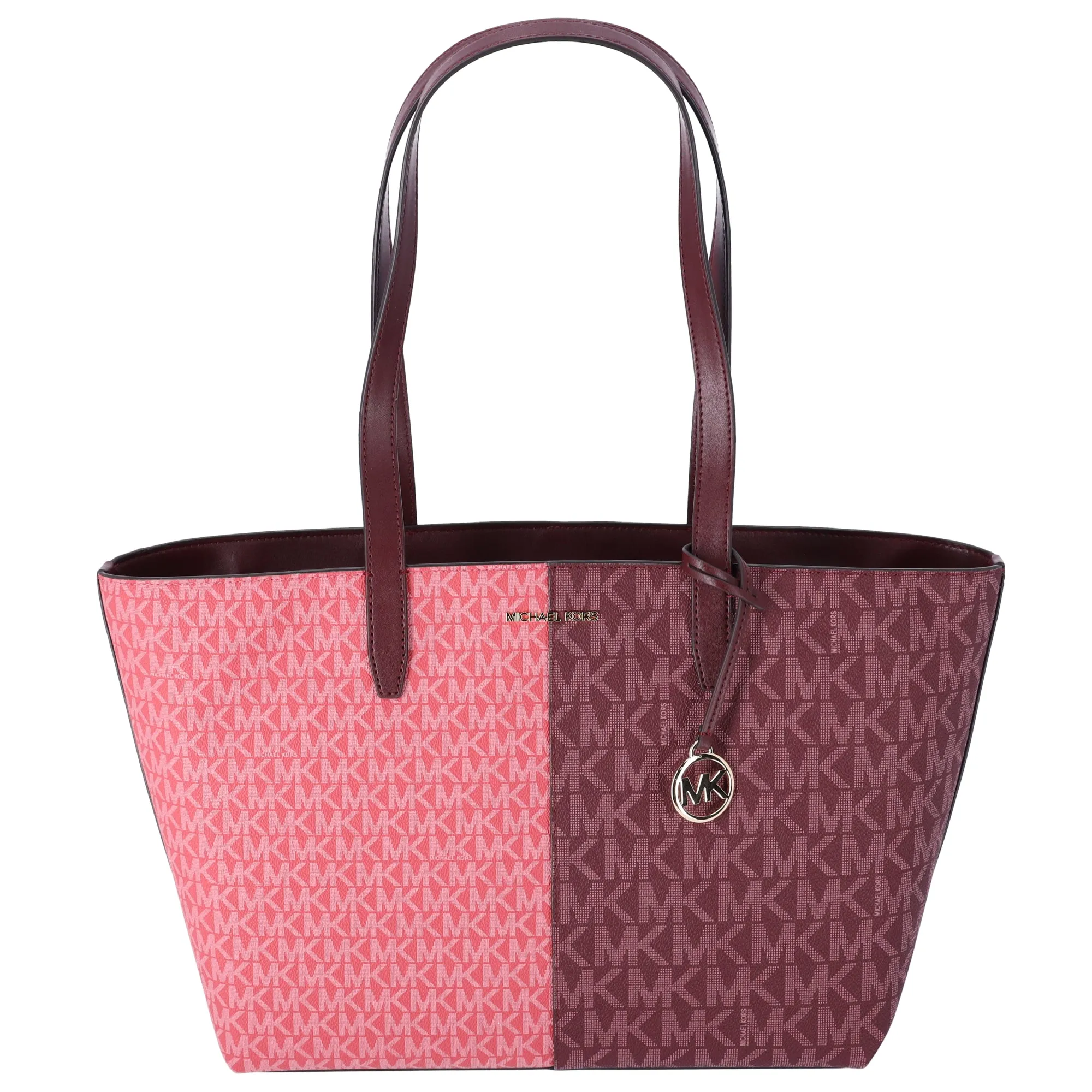 Michael Kors Jet Set Travel Medium Zip Top Tote Oxblood Multi MK Signature sold by Gaby's Bags