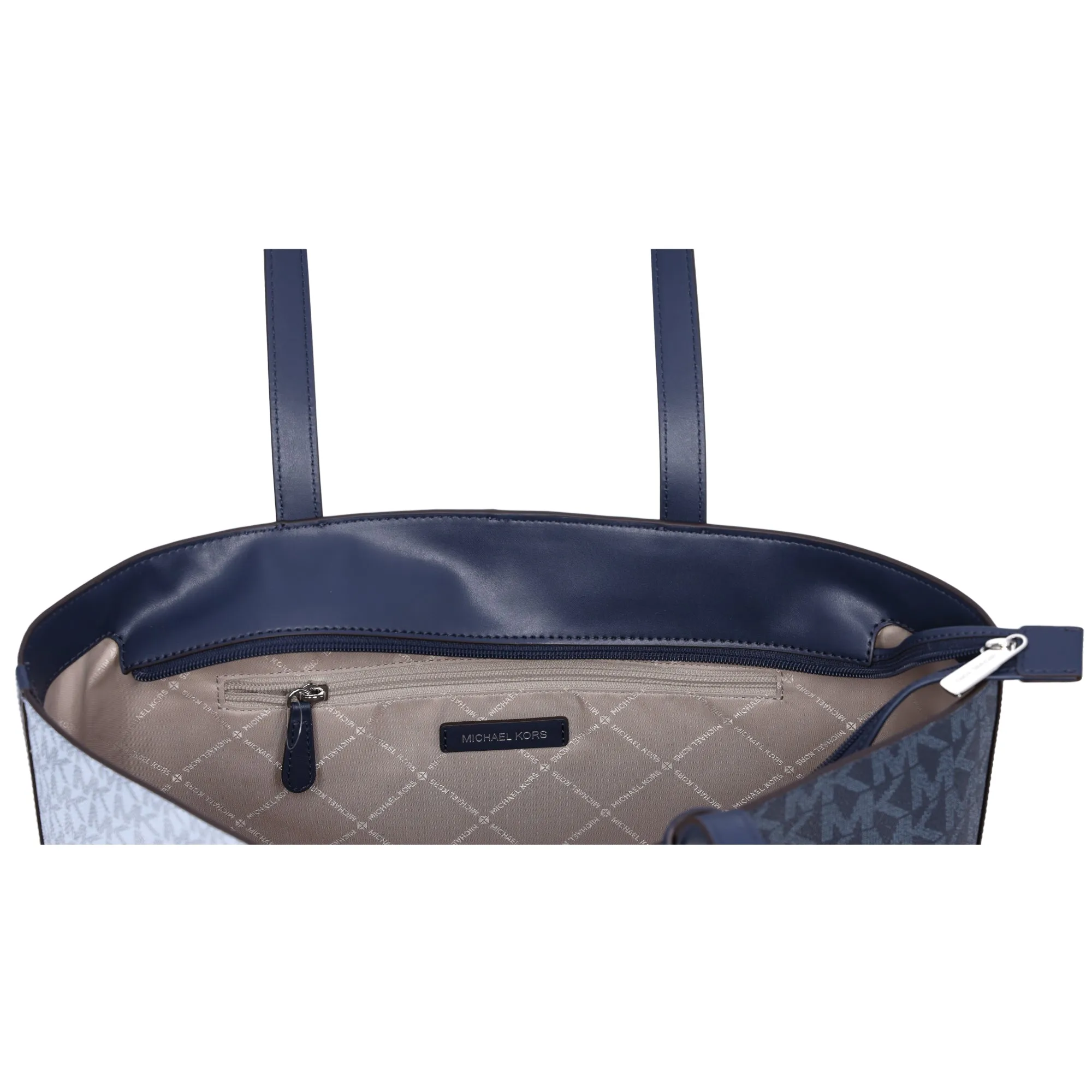 Michael Kors Jet Set Travel Medium Top Zip Tote Navy Multi MK Signature sold by Gaby's Bags product image thumbnail 4