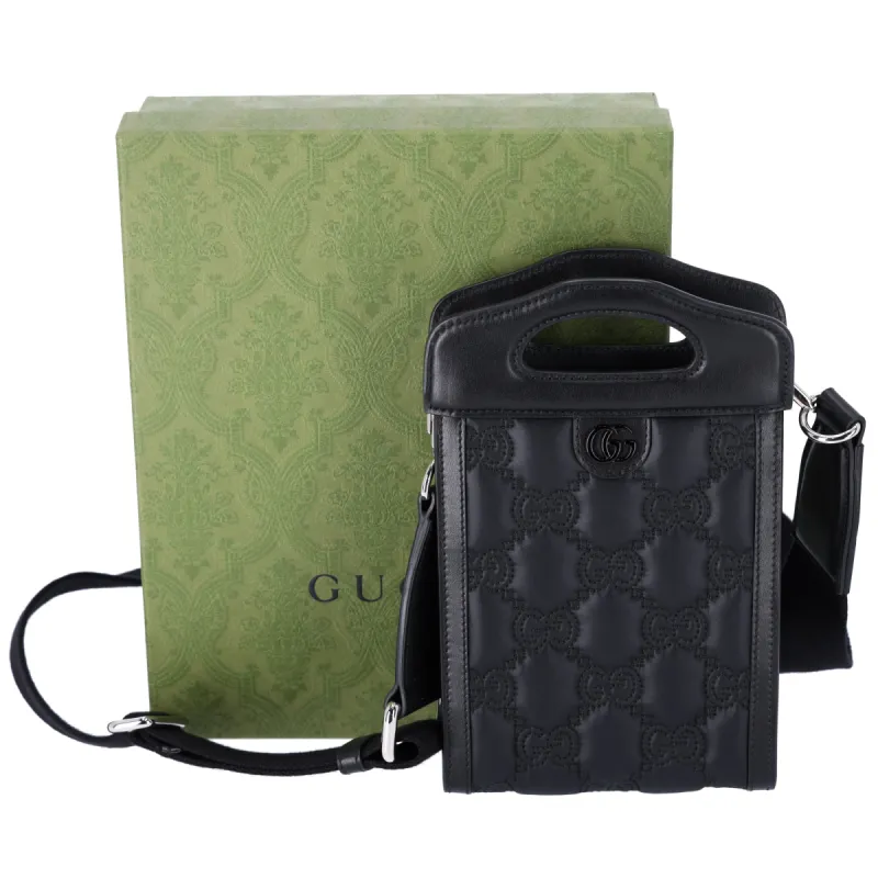 GUCCI GG Matelasse Mini Tote Bag 723776 Black on Black Nylon Leather sold by Gaby's Bags
