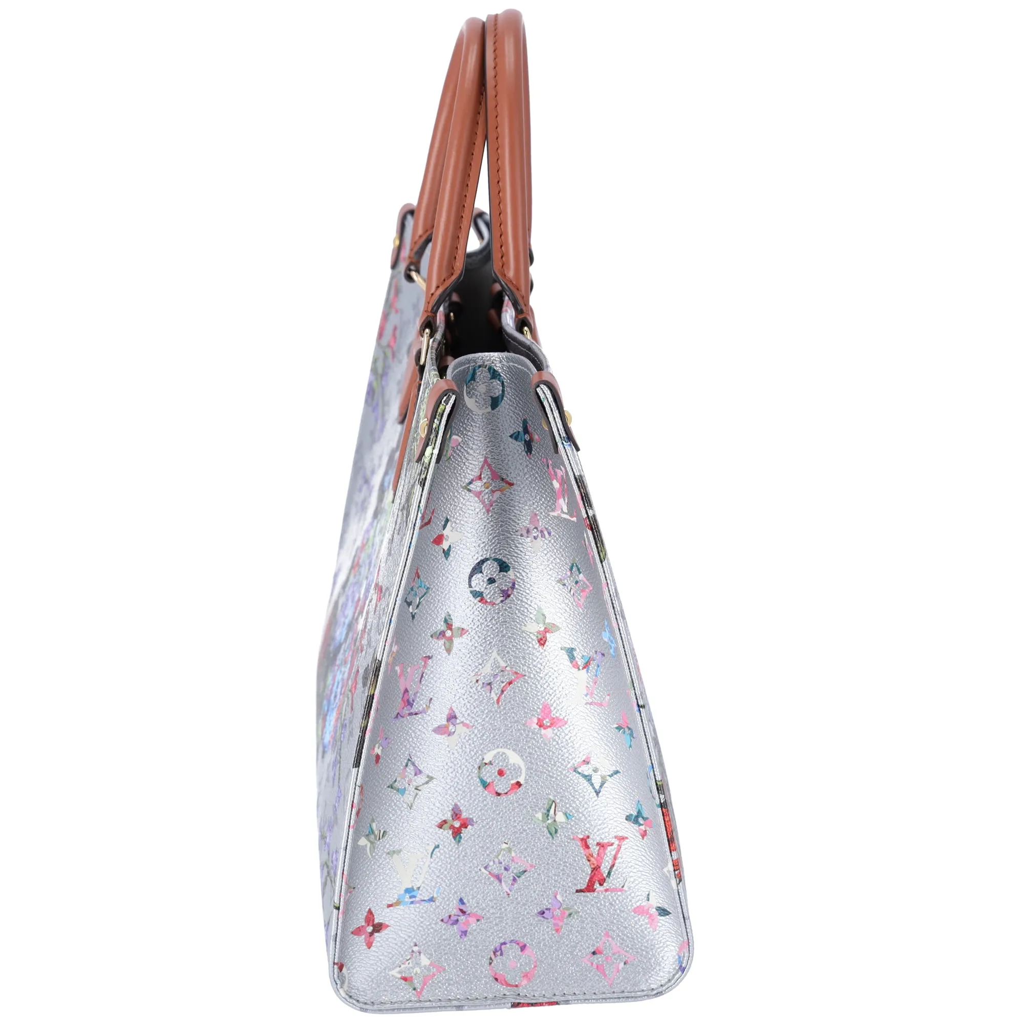 Louis Vuitton Garden Collection OnTheGo MM Tote Floral Pattern Silver Monogram sold by Gaby's Bags product image thumbnail 4