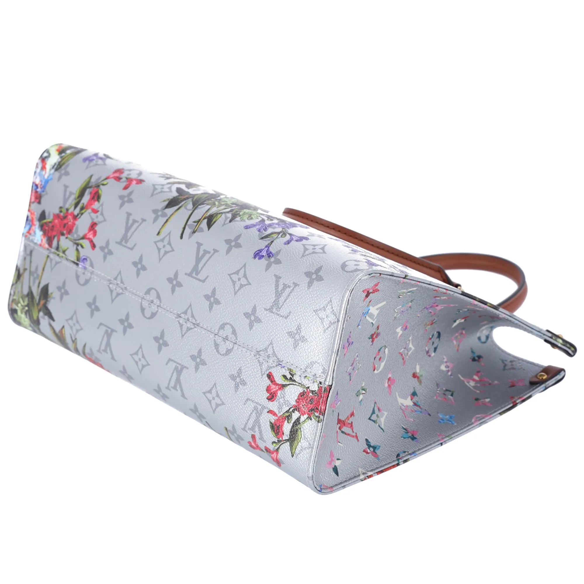 Louis Vuitton Garden Collection OnTheGo MM Tote Floral Pattern Silver Monogram sold by Gaby's Bags product image thumbnail 5