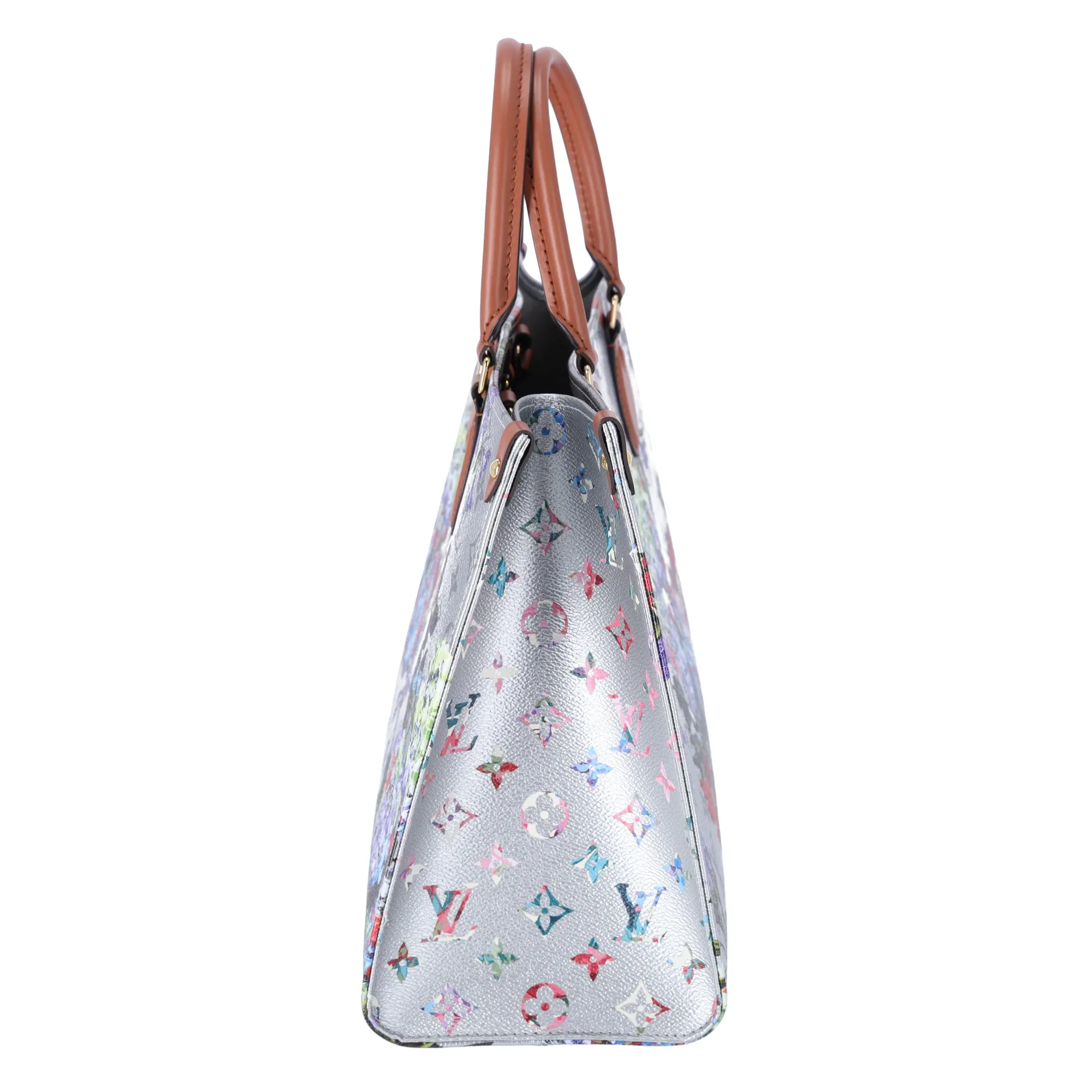 Louis Vuitton Garden Collection OnTheGo MM Tote Floral Pattern Silver Monogram sold by Gaby's Bags product image thumbnail 2
