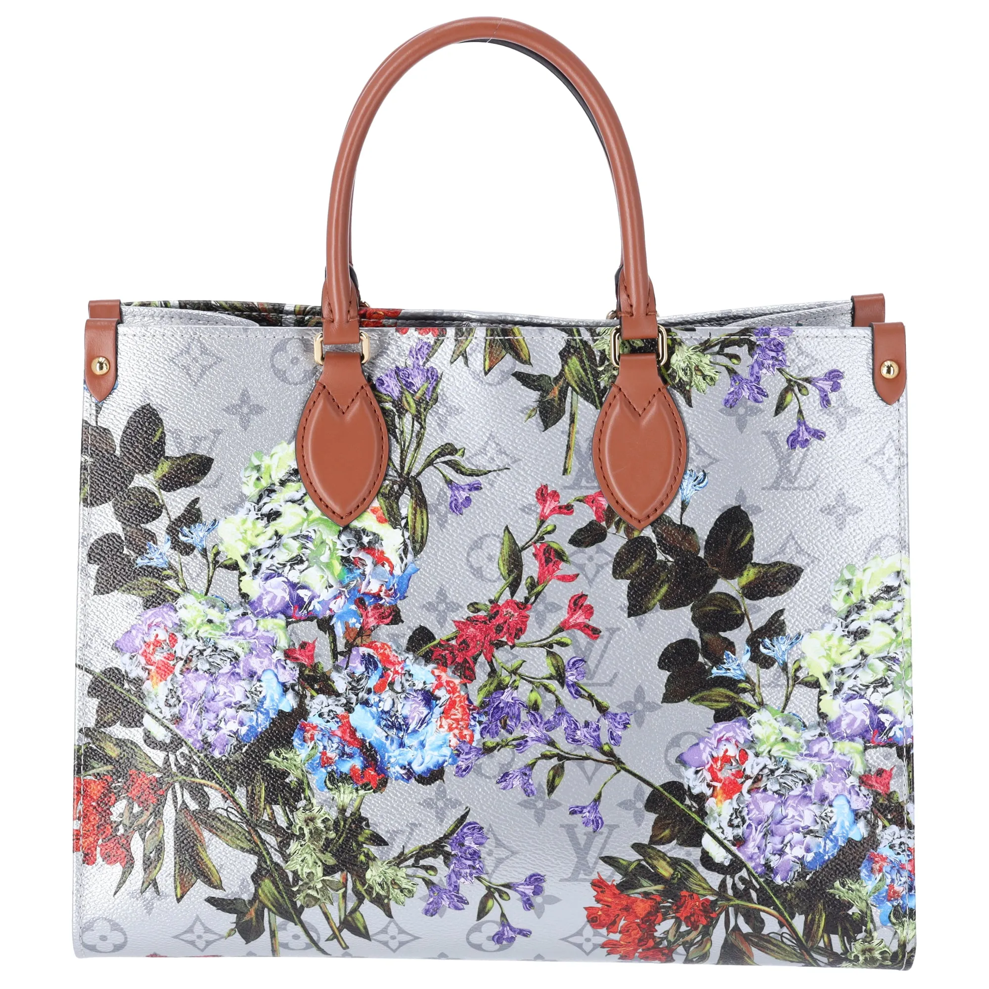 Louis Vuitton Garden Collection OnTheGo MM Tote Floral Pattern Silver Monogram sold by Gaby's Bags product image thumbnail 3
