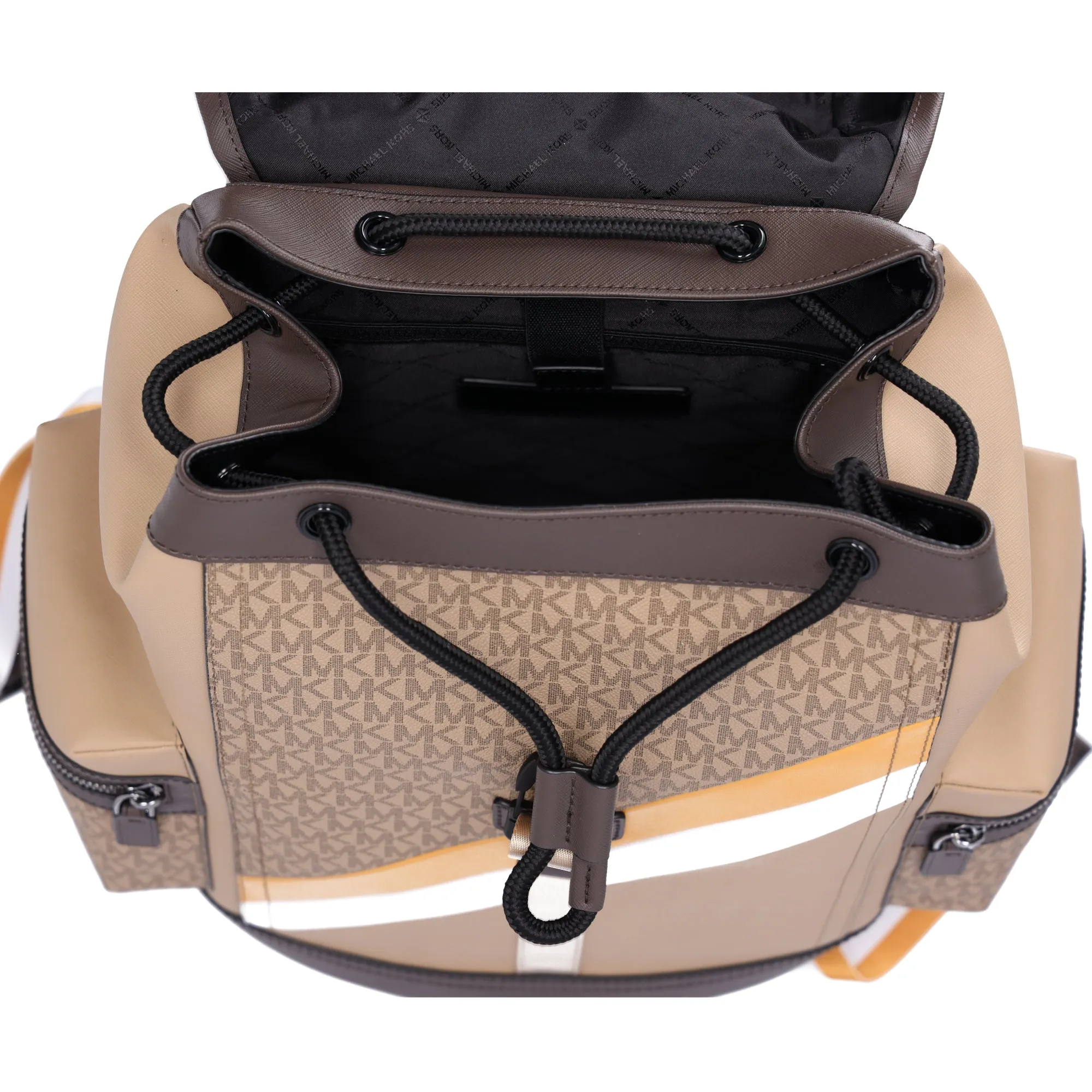 Michael Kors Rivington Logo Stripe Backpack Large Unisex Cargo Gold Rod MK sold by Gaby's Bags product image thumbnail 5