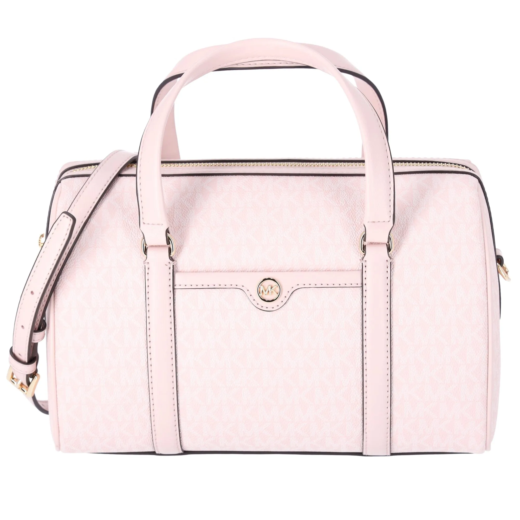 Michael Kors Medium Duffle Bag Satchel Light Powder Blush Pink MK Signature sold by Gaby's Bags