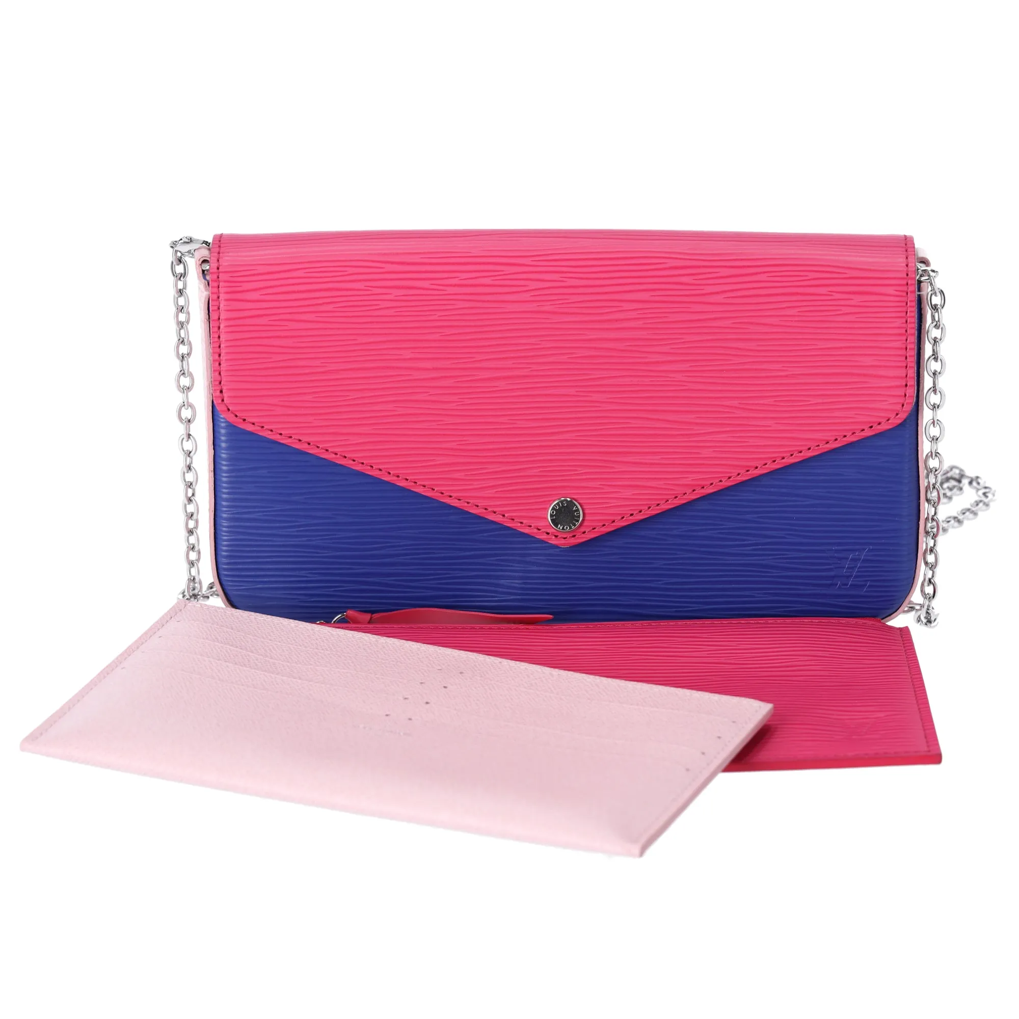 Louis Vuitton Felicie Pouchette Pink Blue Colorblock Epi Leather Inserts sold by Gaby's Bags