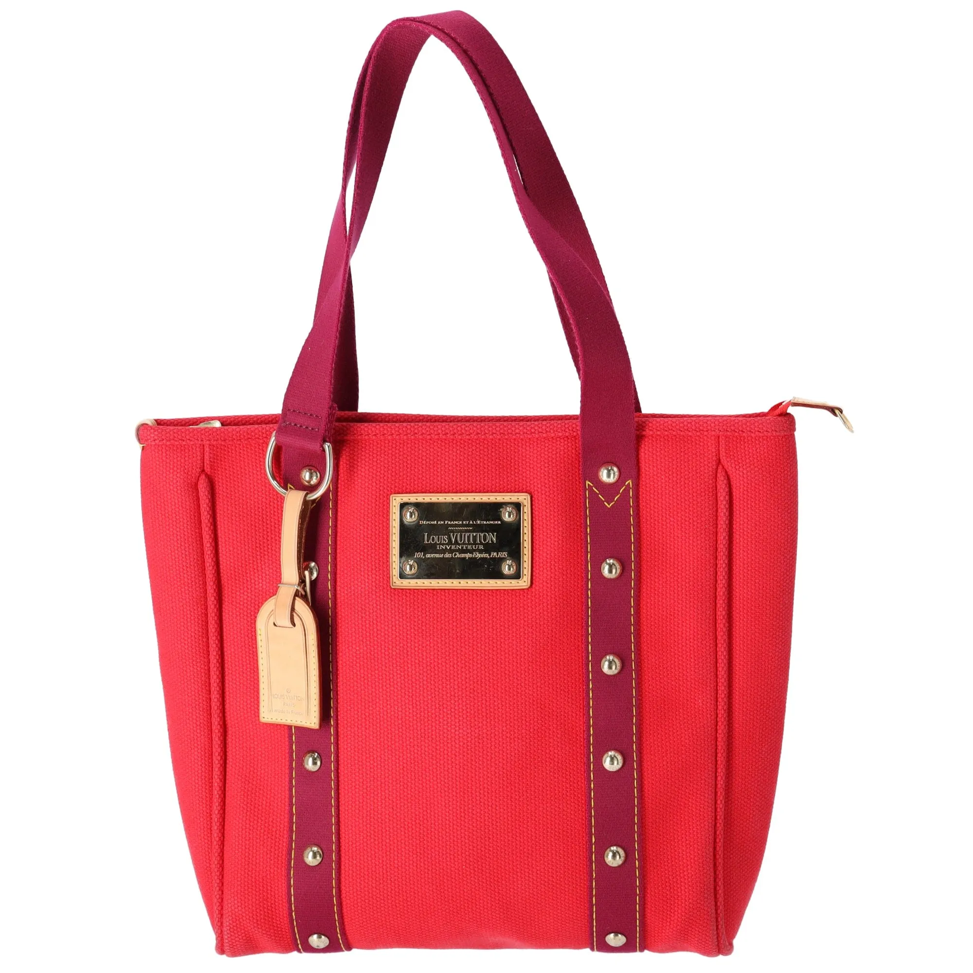 Louis Vuitton Cabas MM Antigua Tote Bag M40034 Red Rouge Canvas sold by Gaby's Bags