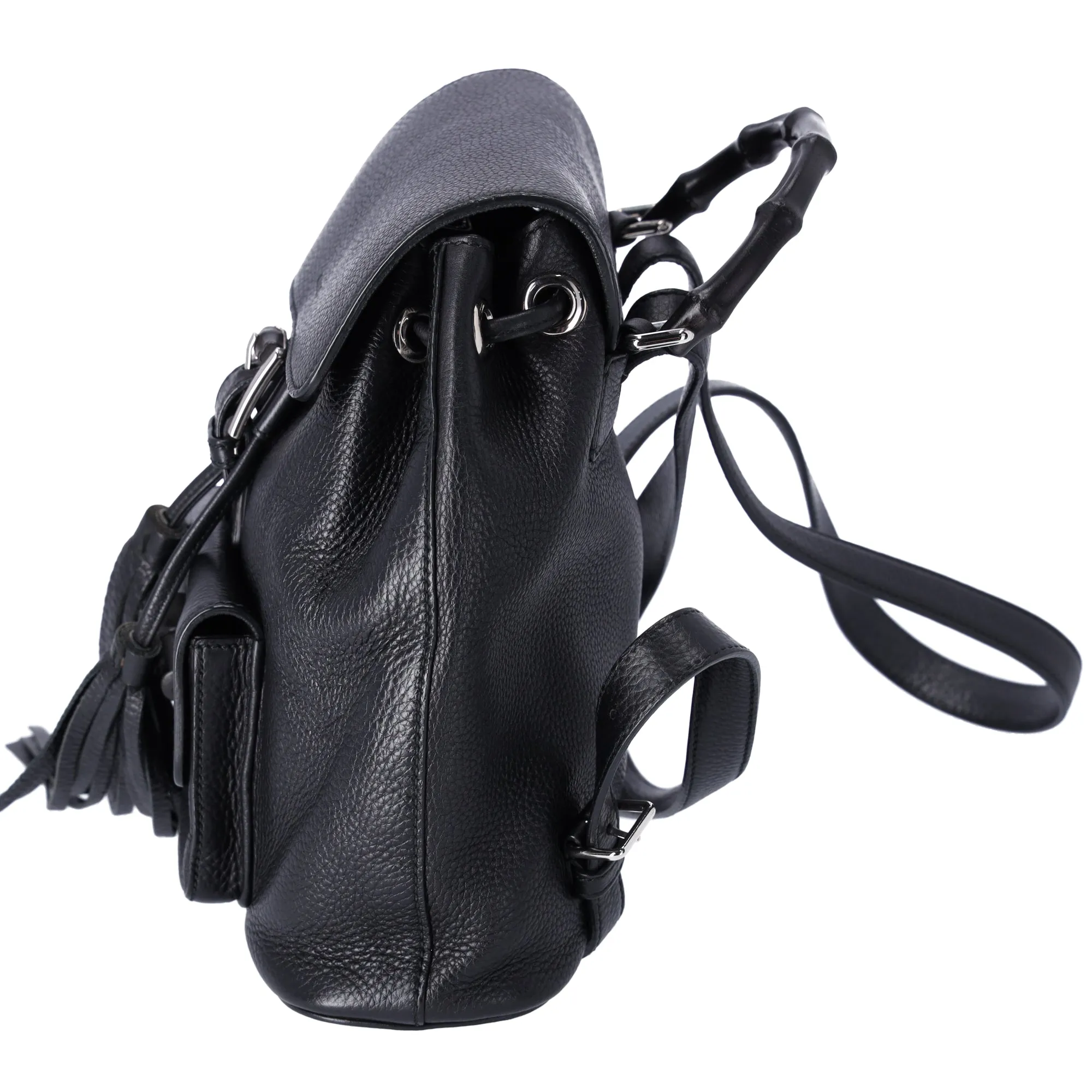 Gucci Small Bamboo Backpack Black 387149 Leather Wood sold by Gaby's Bags product image thumbnail 2