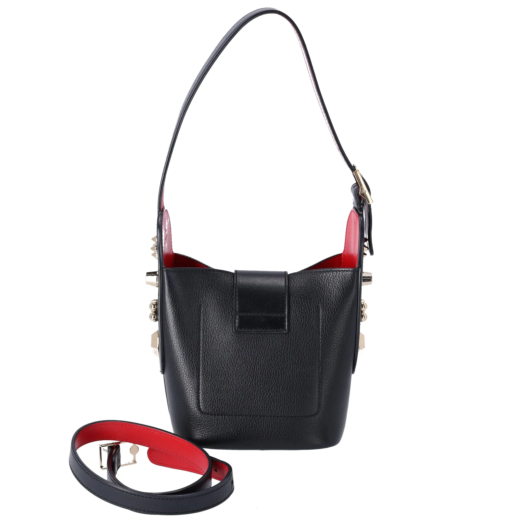 Christian Louboutin Carasky Mini Bucket Bag Grained Leather Spikes Black sold by Gaby's Bags product image thumbnail 5