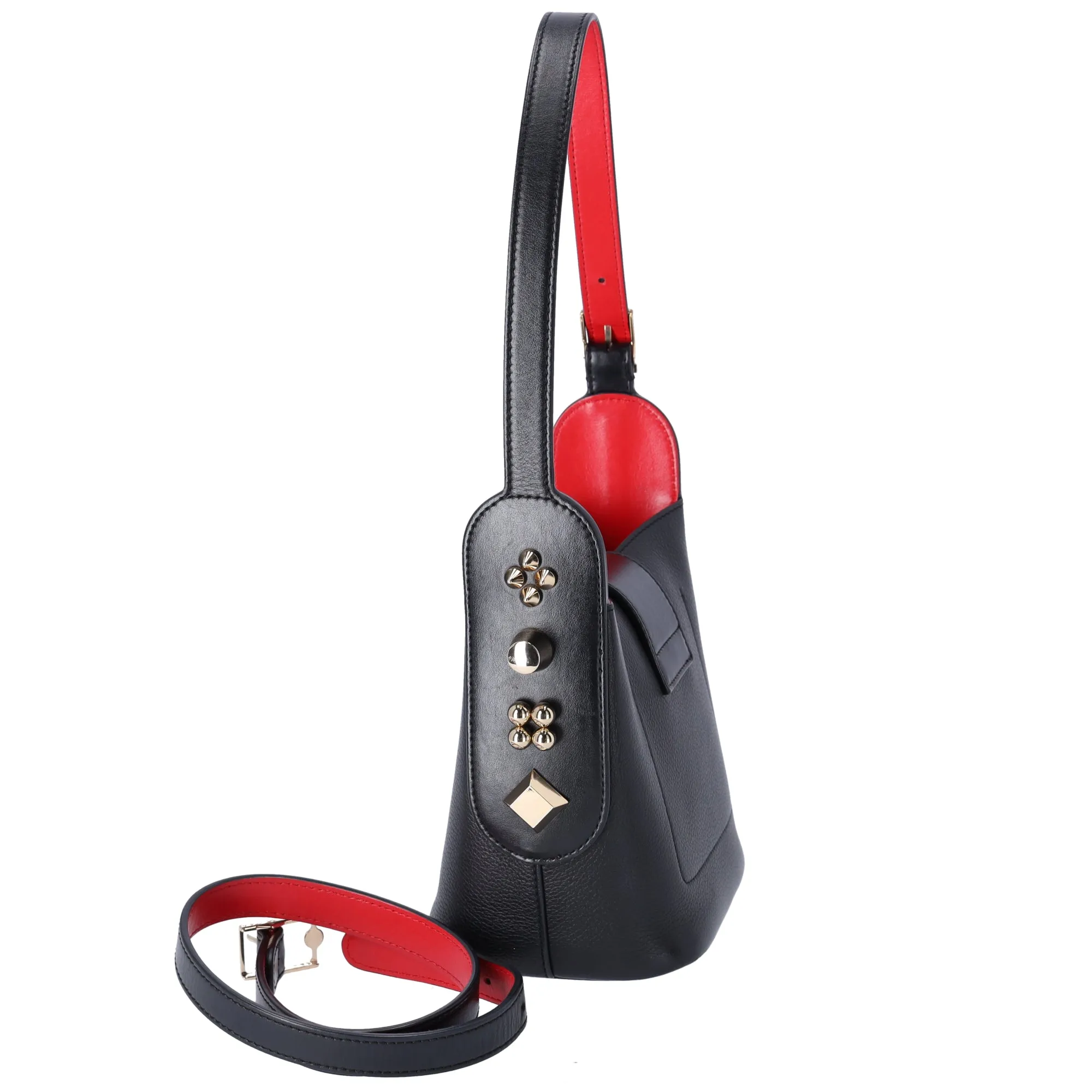 Christian Louboutin Carasky Mini Bucket Bag Grained Leather Spikes Black sold by Gaby's Bags product image thumbnail 3