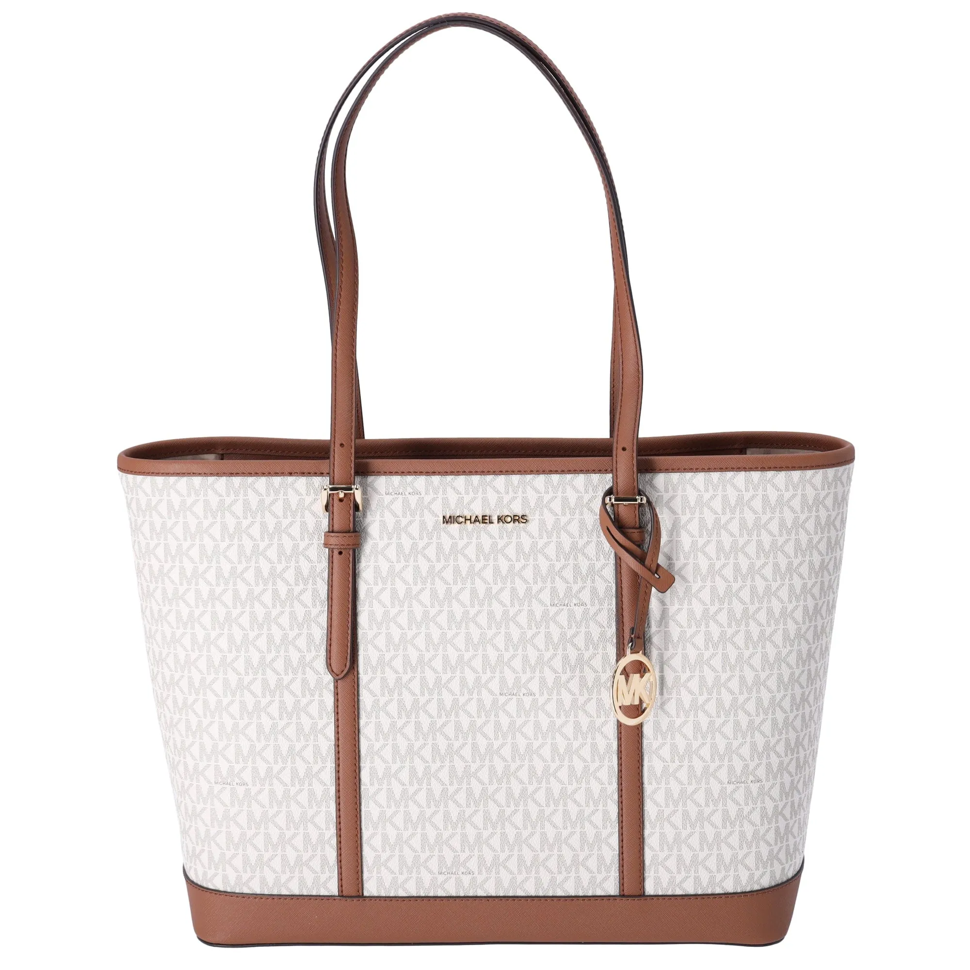 Michael Kors Jet Set Travel Large Shoulder Tote Zip Vanilla Signature MK sold by Gaby's Bags
