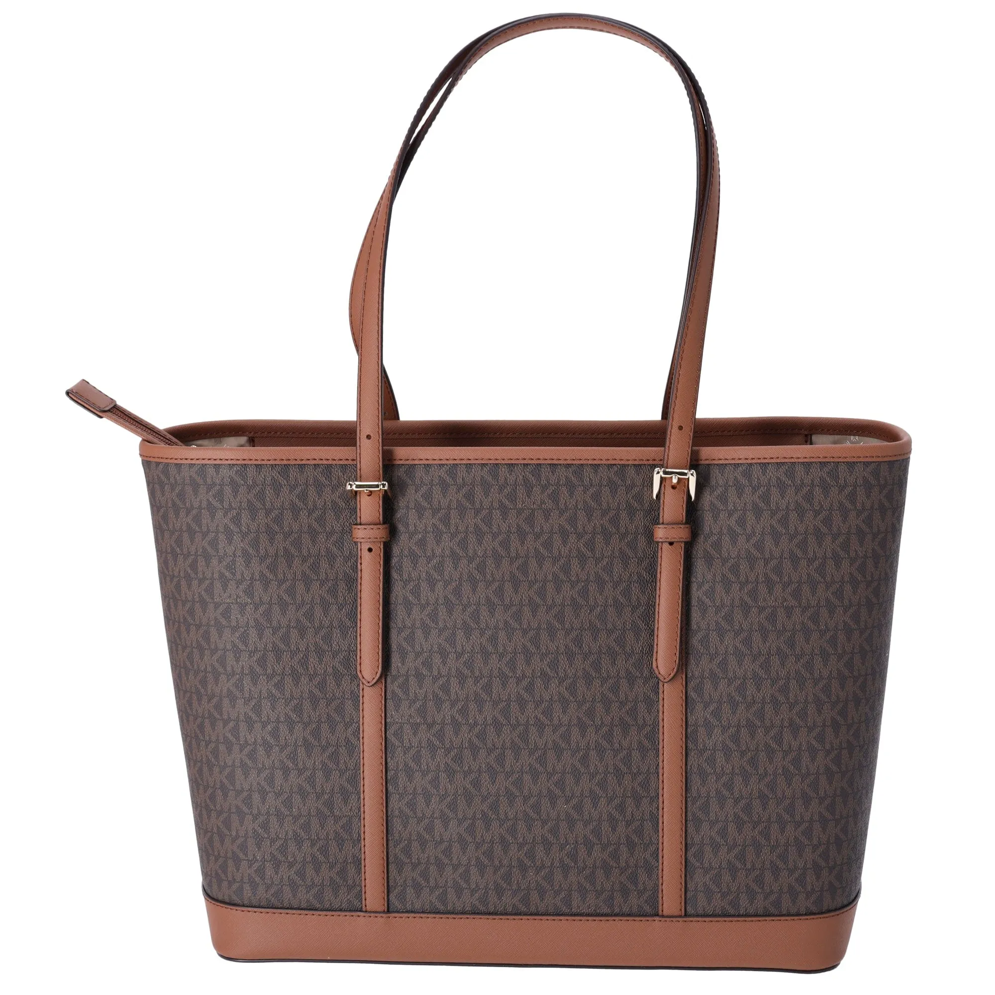 Michael Kors Jet Set Travel Large Shoulder Tote Handbag Bag Zip Brown Signature sold by Gaby's Bags product image thumbnail 3