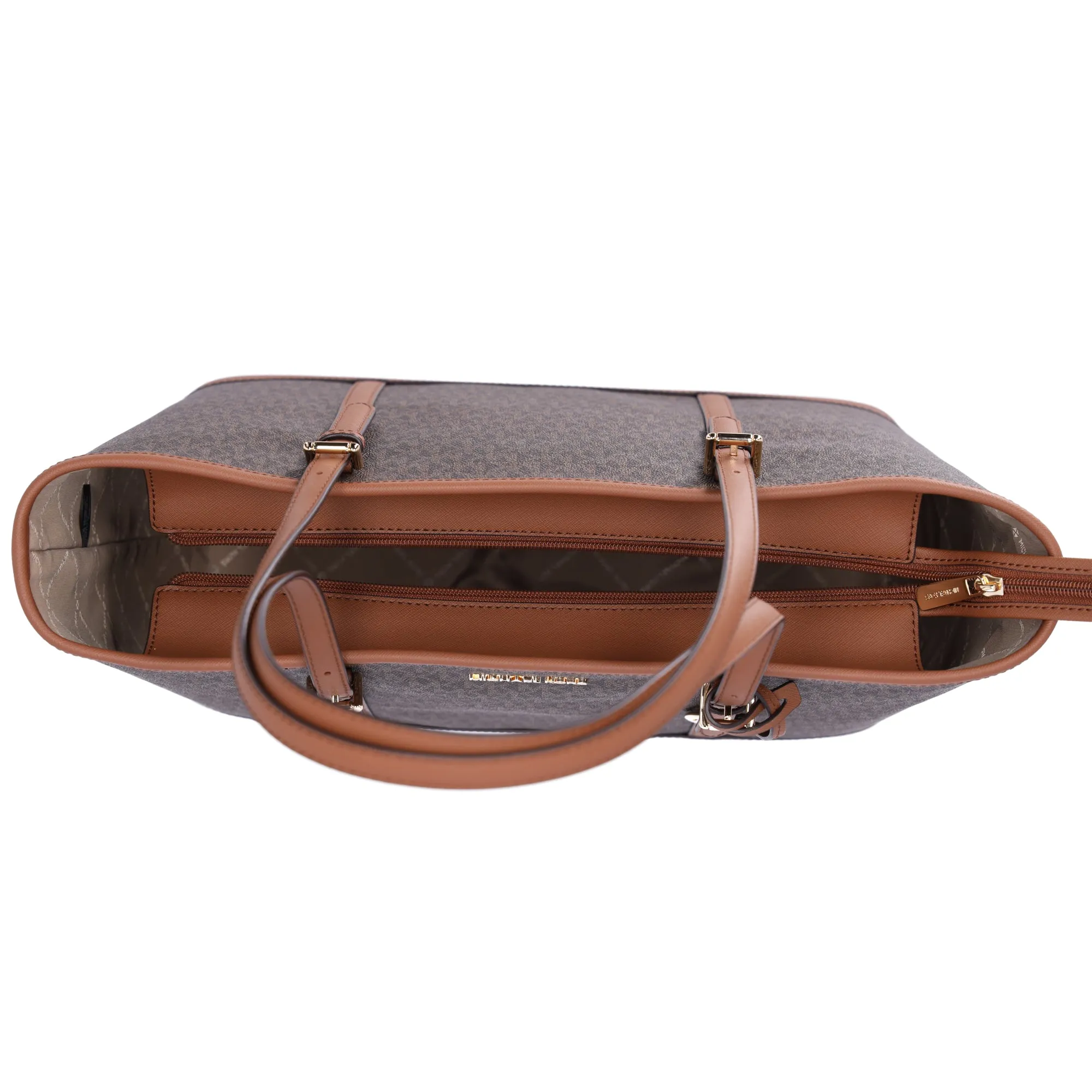 Michael Kors Jet Set Travel Large Shoulder Tote Handbag Bag Zip Brown Signature sold by Gaby's Bags product image thumbnail 4