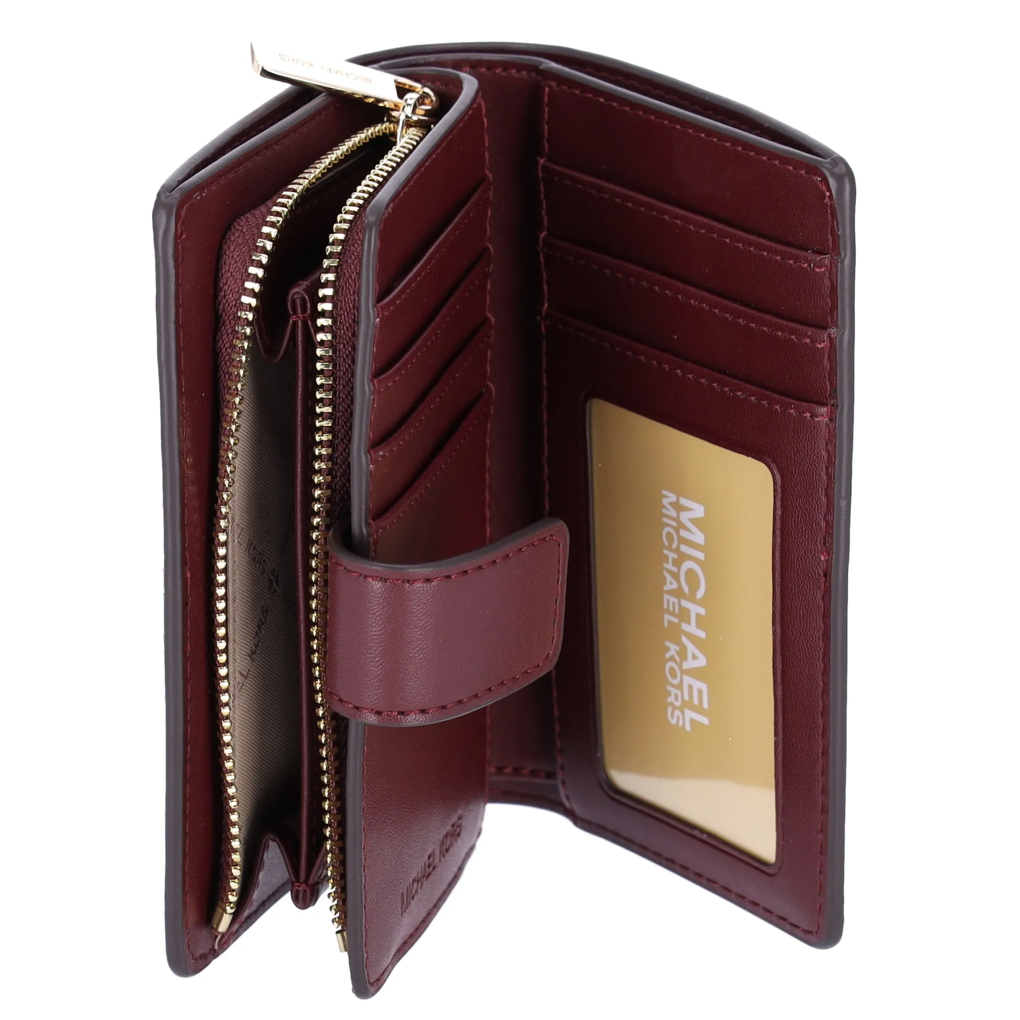 Michael Kors Jet Set Medium Bifold Zip Coin Signature Wallet Oxblood Multi MK sold by Gaby's Bags product image thumbnail 5