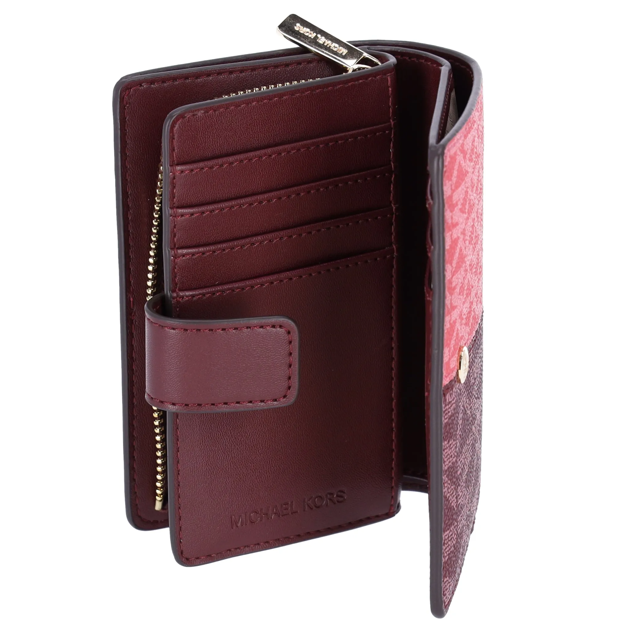Michael Kors Jet Set Medium Bifold Zip Coin Signature Wallet Oxblood Multi MK sold by Gaby's Bags product image thumbnail 4