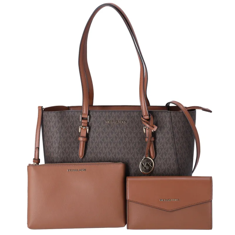 Michael Kors Charlotte Large 3-in-1 Tote Crossbody Clutch Handbag Brown MK sold by Gaby's Bags