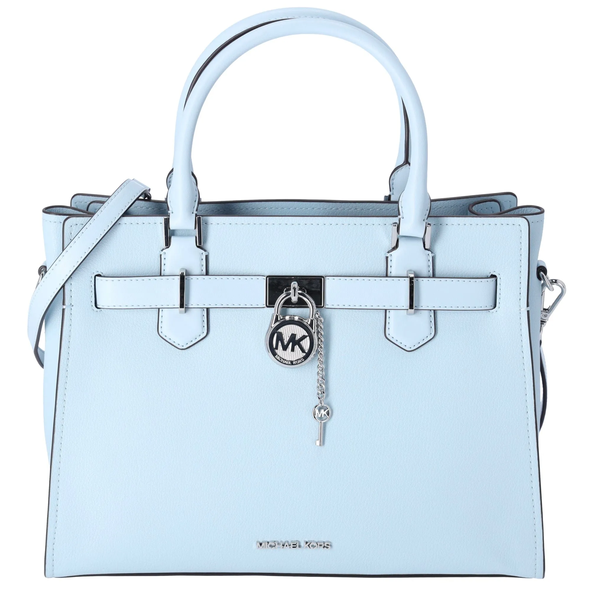 Michael Kors Hamilton Medium Leather Satchel Crossbody Bag Vista Blue sold by Gaby's Bags