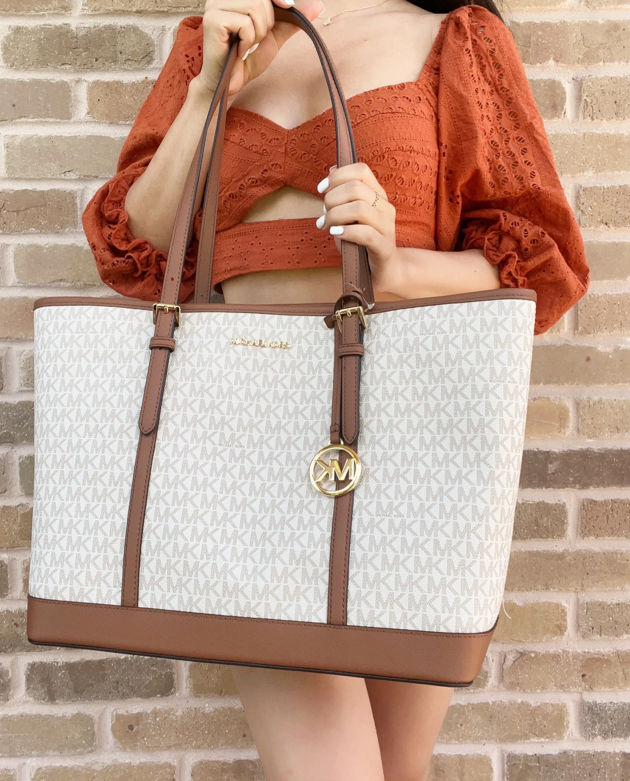 Michael Kors Jet Set Travel Large East West Tote Laptop Bag Vanilla MK sold by Gaby's Bags product image thumbnail 2