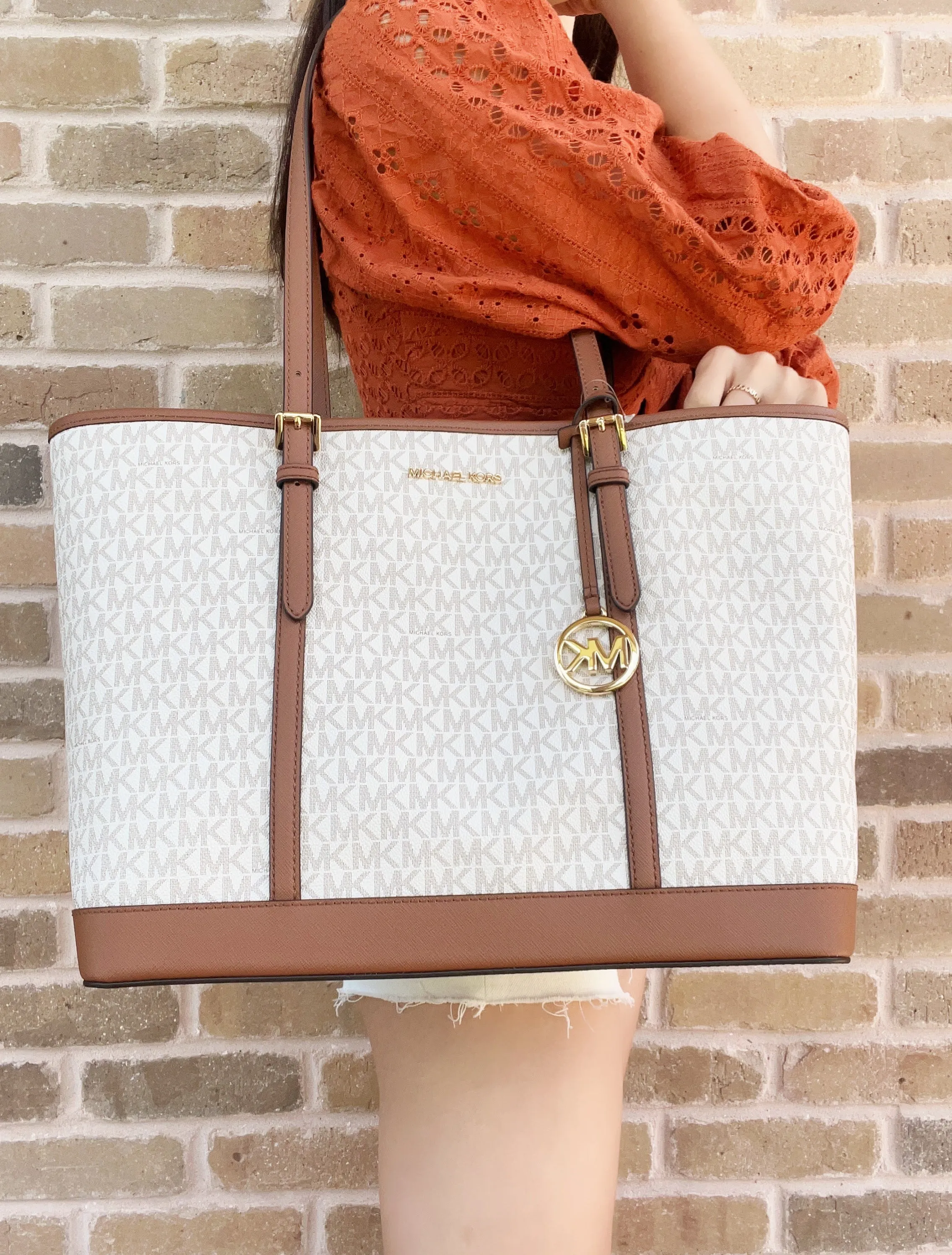 Michael Kors Jet Set Travel Large East West Tote Laptop Bag Vanilla MK sold by Gaby's Bags product image thumbnail 4