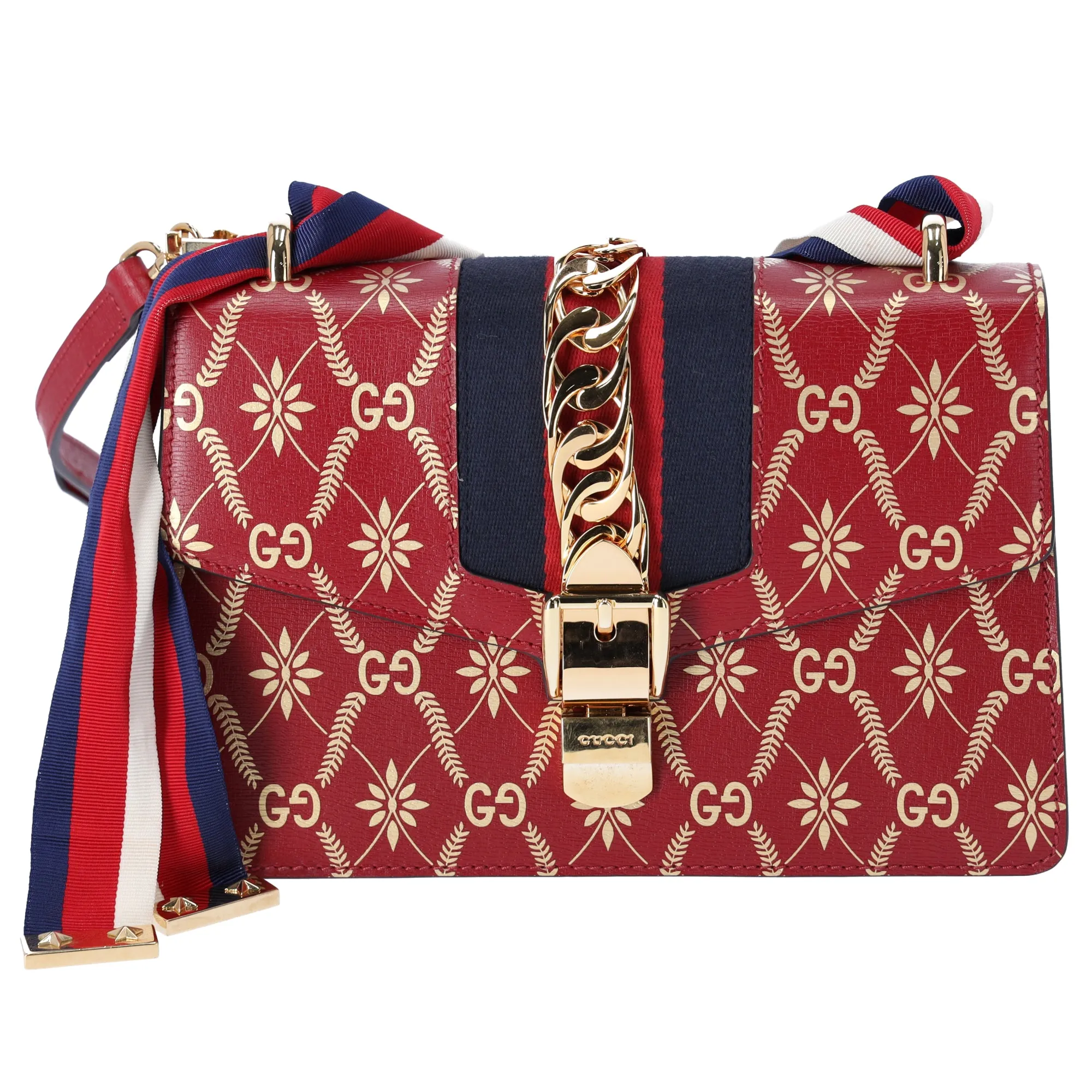GUCCI Sylvie Shoulder Bag 524405 Bee Stars Red Gold Multi Leather sold by Gaby's Bags