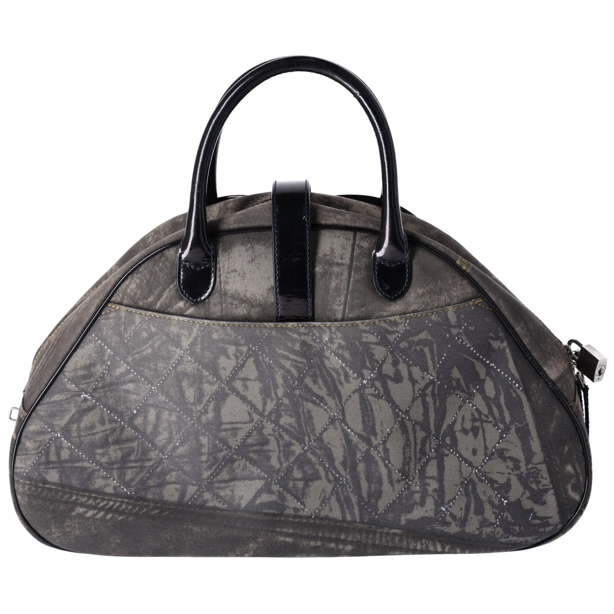 Dior Denim Print Double Saddle Bowler Blue Black Multi Canvas Patent Leather sold by Gaby's Bags product image thumbnail 4