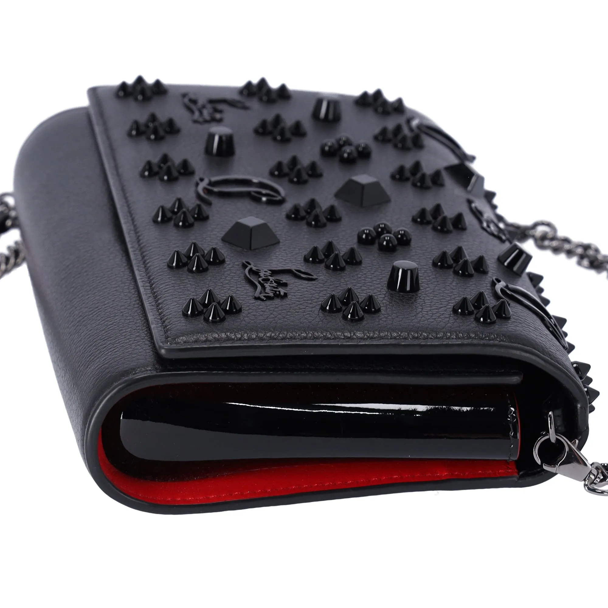Christian Louboutin Paloma Clutch Crossbody Leather Black on Black Studded sold by Gaby's Bags product image thumbnail 5