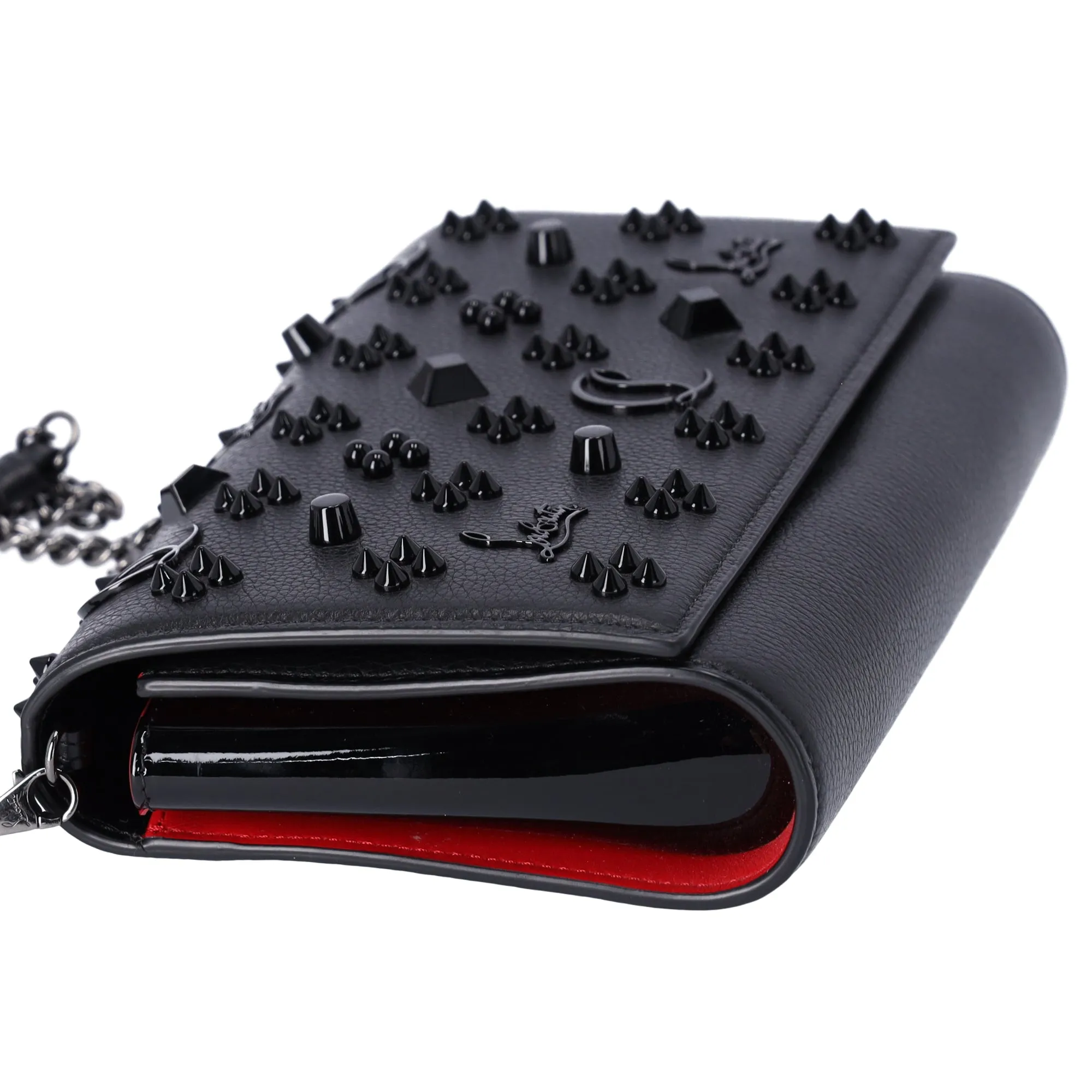 Christian Louboutin Paloma Clutch Crossbody Leather Black on Black Studded sold by Gaby's Bags product image thumbnail 4