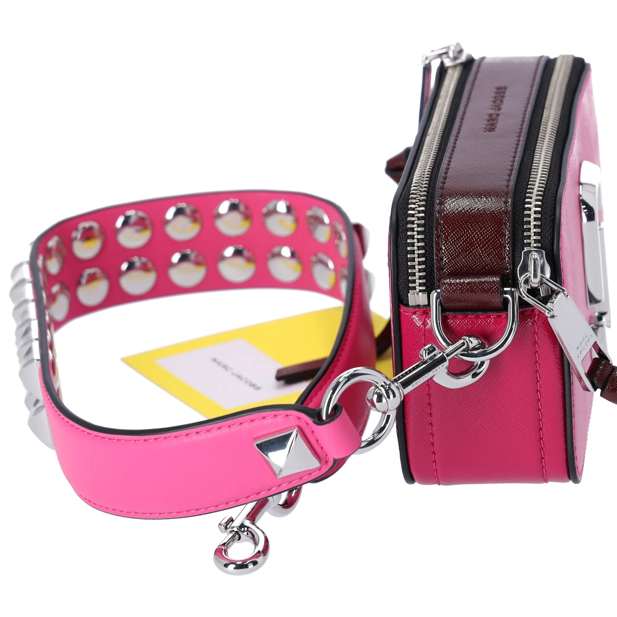 Marc Jacobs The Snapshot Shoulder Bag Studded Saffiano Leather Magenta Pink sold by Gaby's Bags product image thumbnail 5
