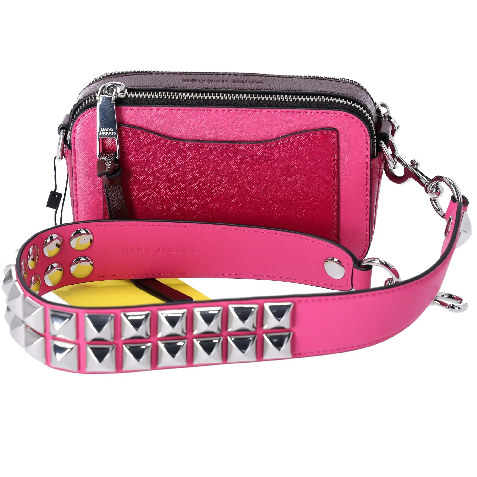 Marc Jacobs The Snapshot Shoulder Bag Studded Saffiano Leather Magenta Pink sold by Gaby's Bags product image thumbnail 4
