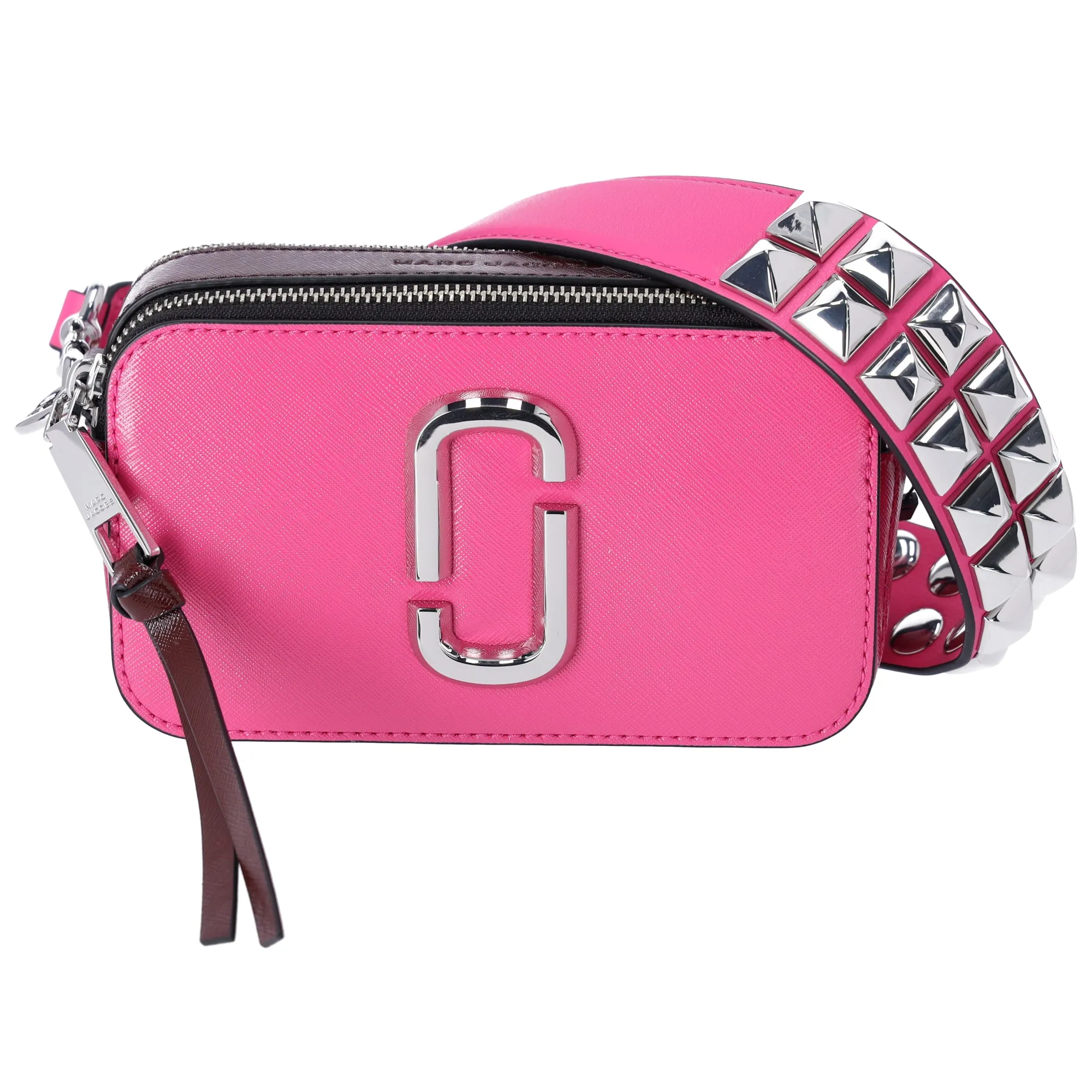 Marc Jacobs The Snapshot Shoulder Bag Studded Saffiano Leather Magenta Pink sold by Gaby's Bags