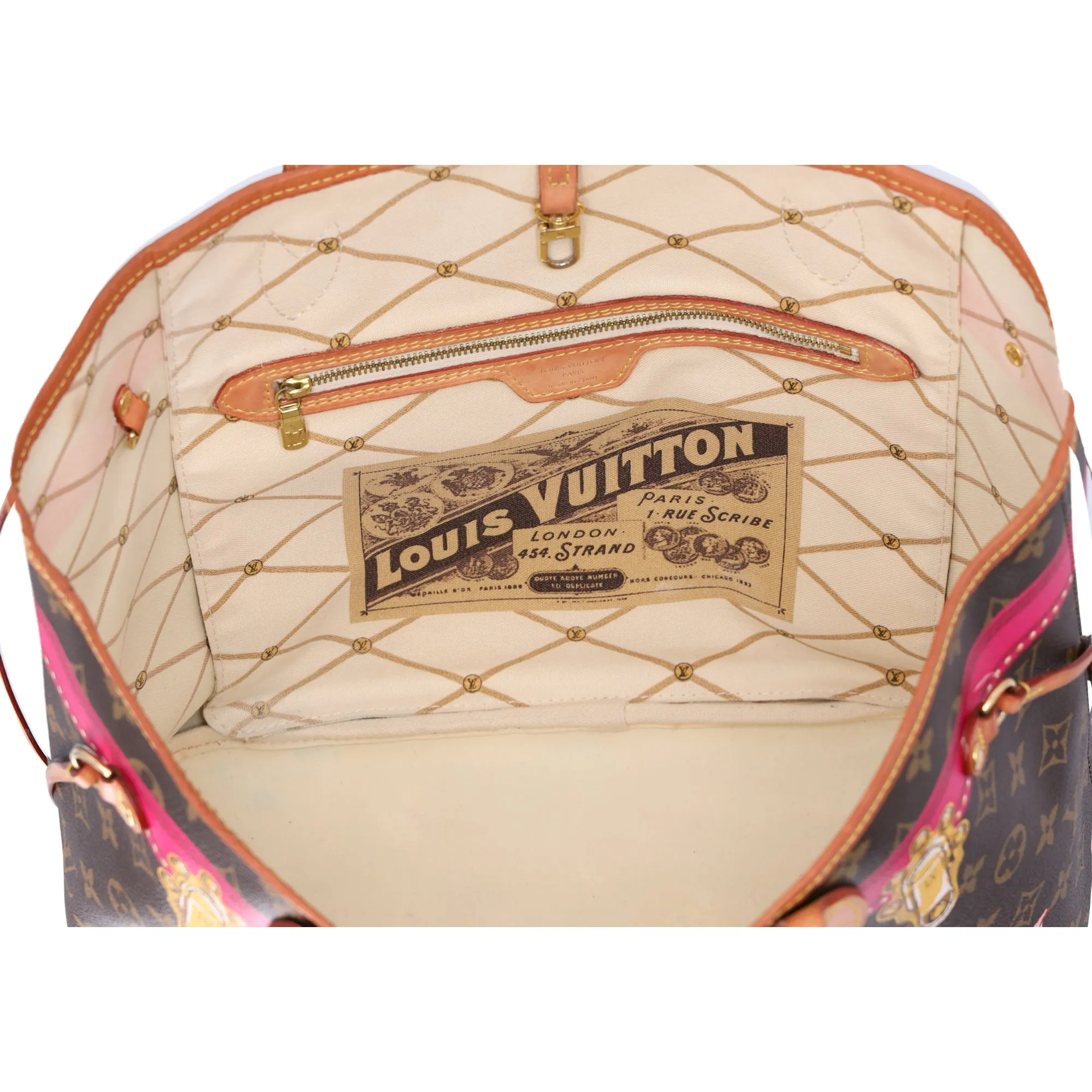 Louis Vuitton Neverfull MM Summer Trunk Monogram Tote Bag M41390 Brown Pink sold by Gaby's Bags product image thumbnail 3