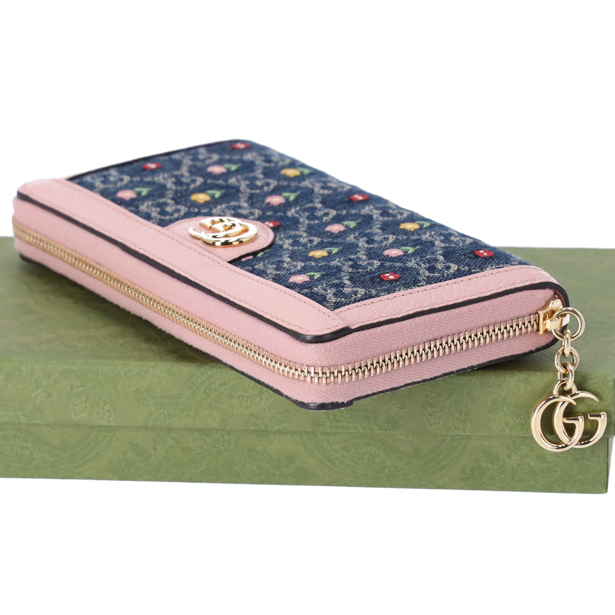 GUCCI Ophidia Long Wallet 523154 Blue Pink Multi Denim Leather sold by Gaby's Bags product image thumbnail 3