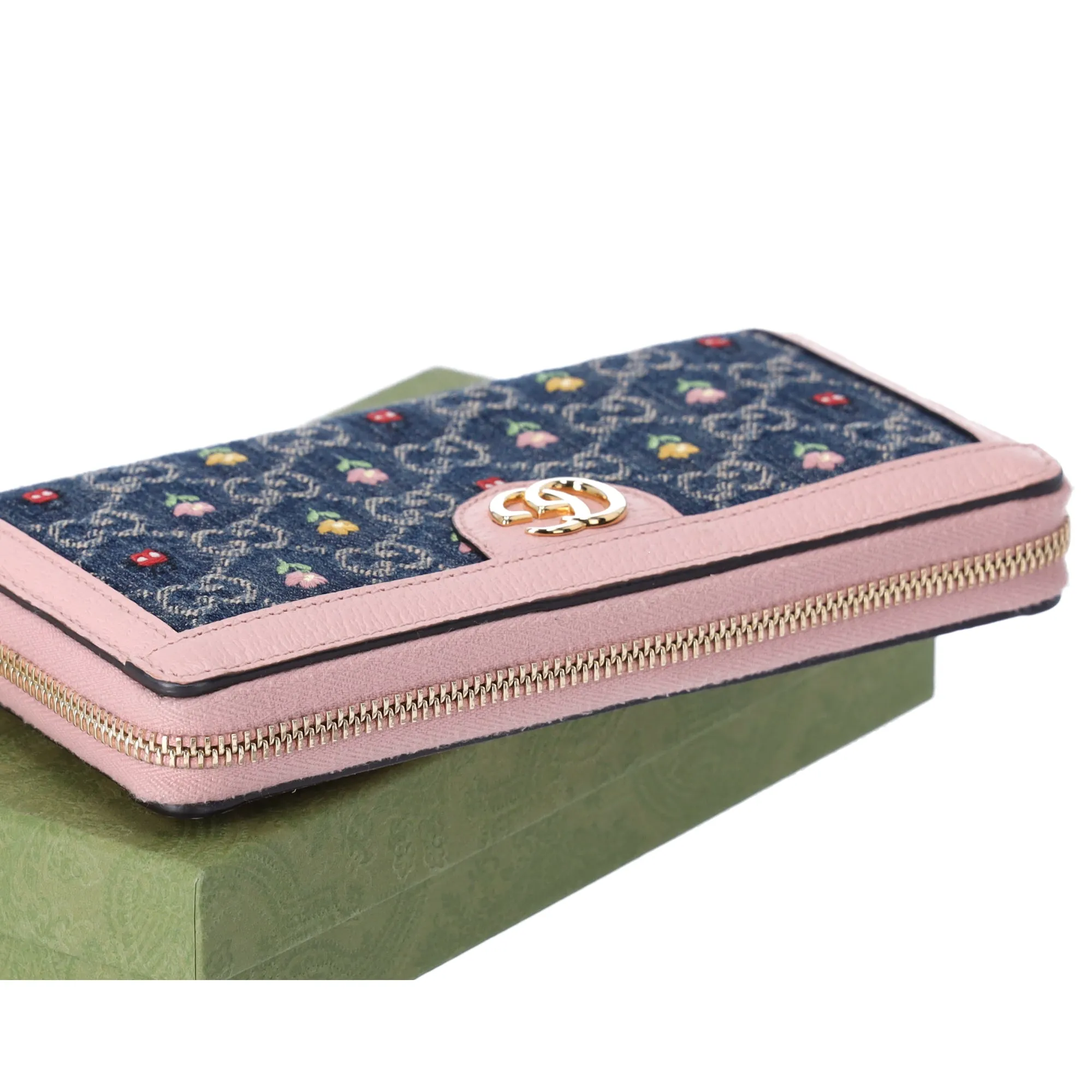 GUCCI Ophidia Long Wallet 523154 Blue Pink Multi Denim Leather sold by Gaby's Bags product image thumbnail 4