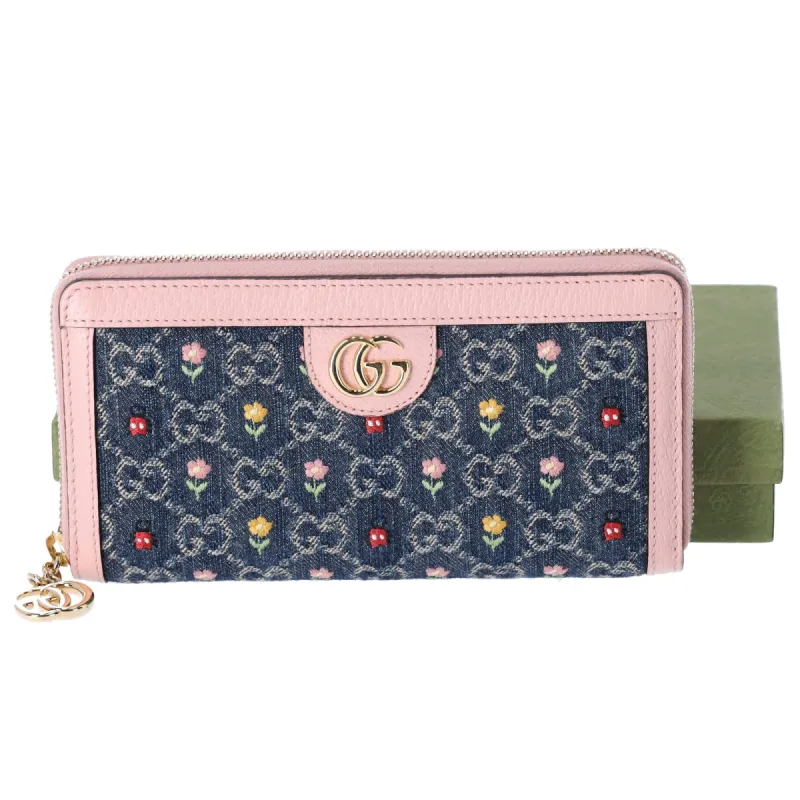 GUCCI Ophidia Long Wallet 523154 Blue Pink Multi Denim Leather sold by Gaby's Bags