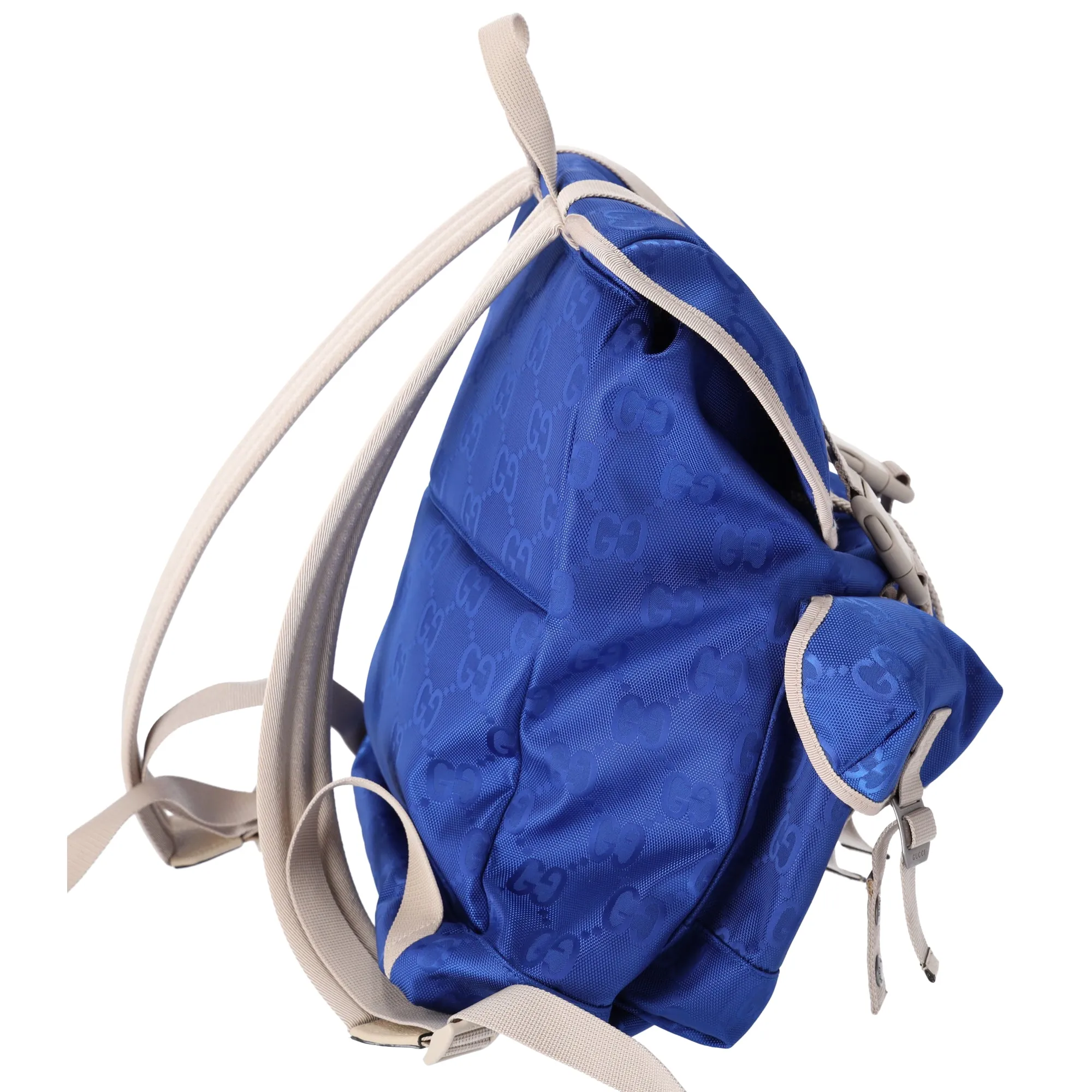 GUCCI Off The Grid Backpack 626160 Blue Beige Nylon Jacquard Leather sold by Gaby's Bags product image thumbnail 4