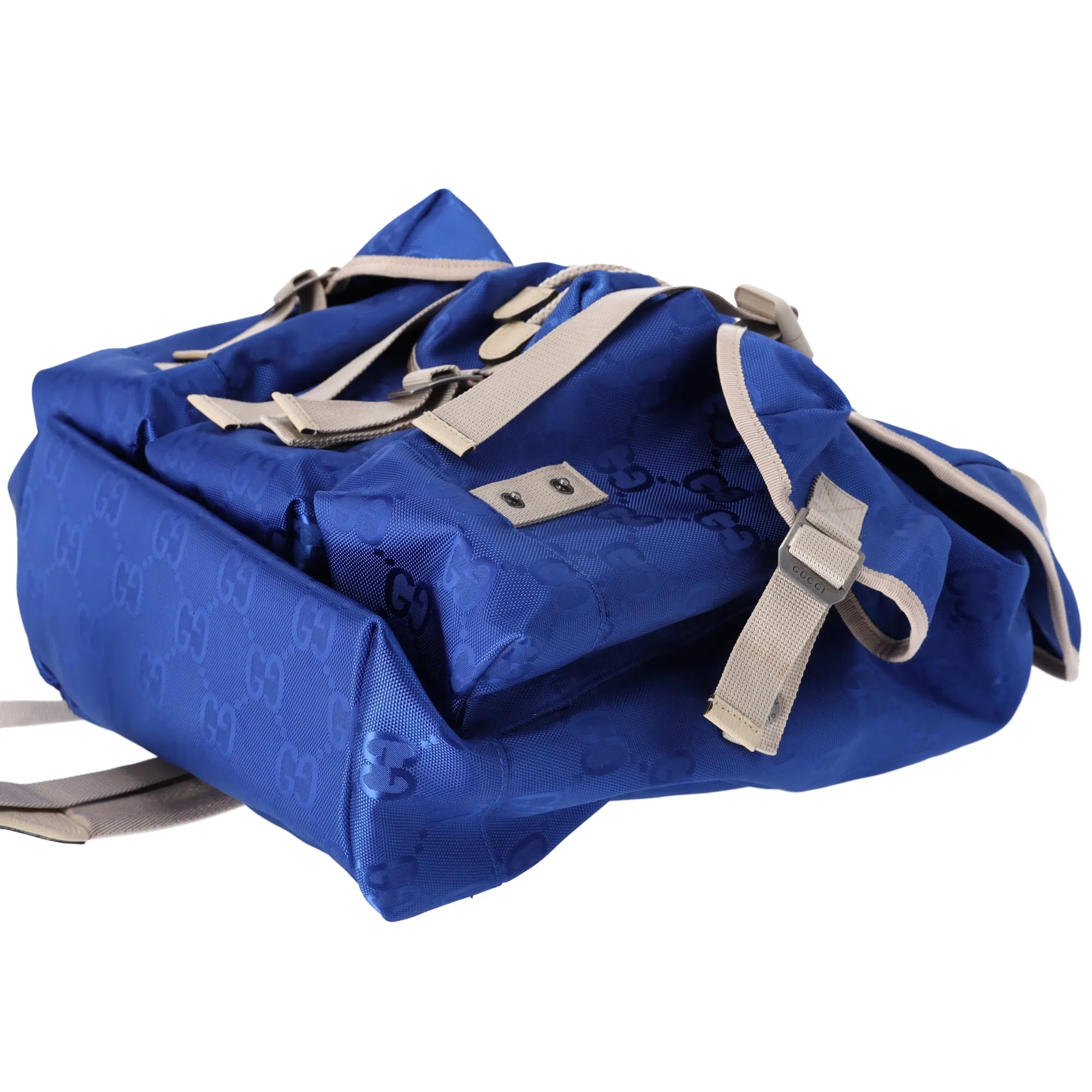 GUCCI Off The Grid Backpack 626160 Blue Beige Nylon Jacquard Leather sold by Gaby's Bags product image thumbnail 5