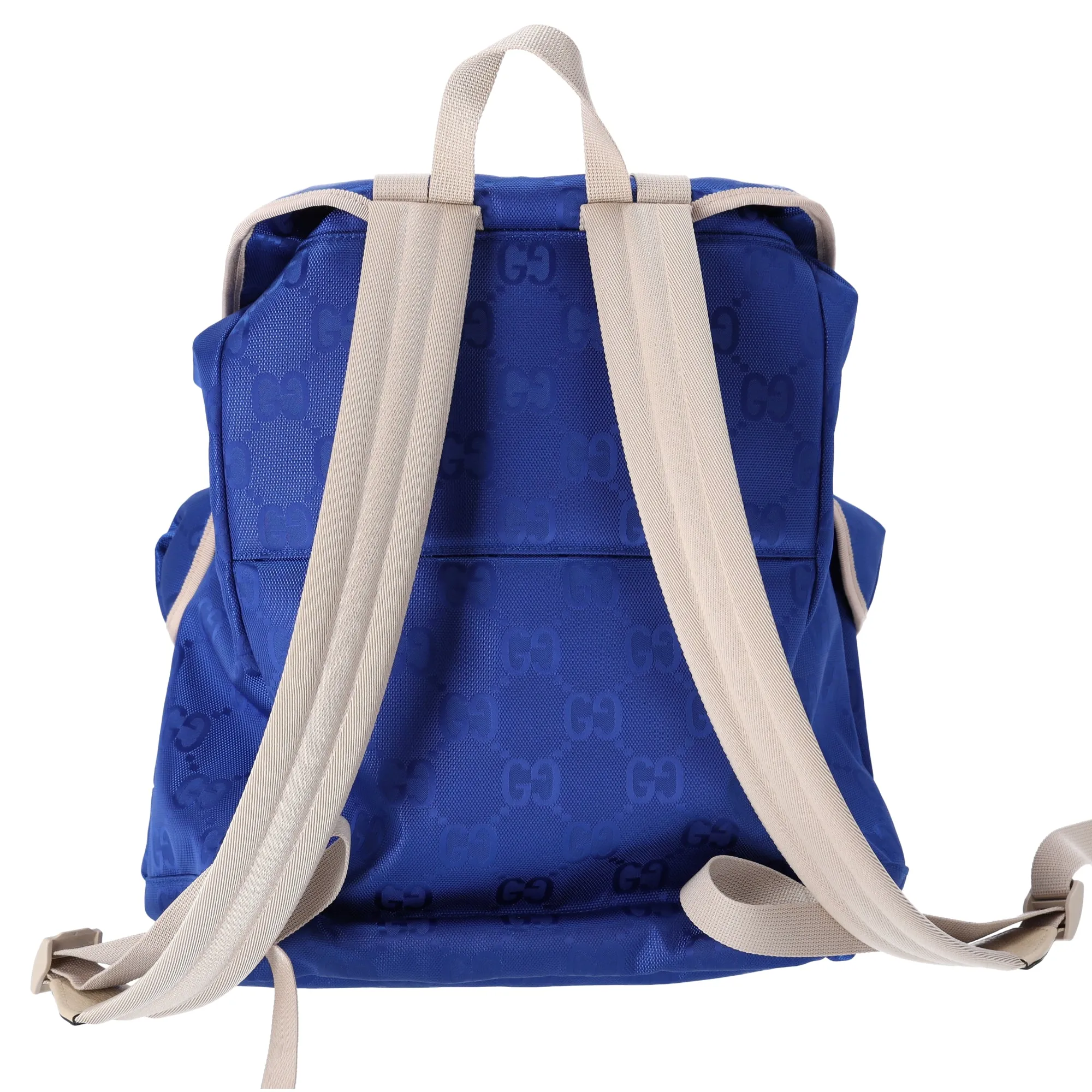 GUCCI Off The Grid Backpack 626160 Blue Beige Nylon Jacquard Leather sold by Gaby's Bags product image thumbnail 3
