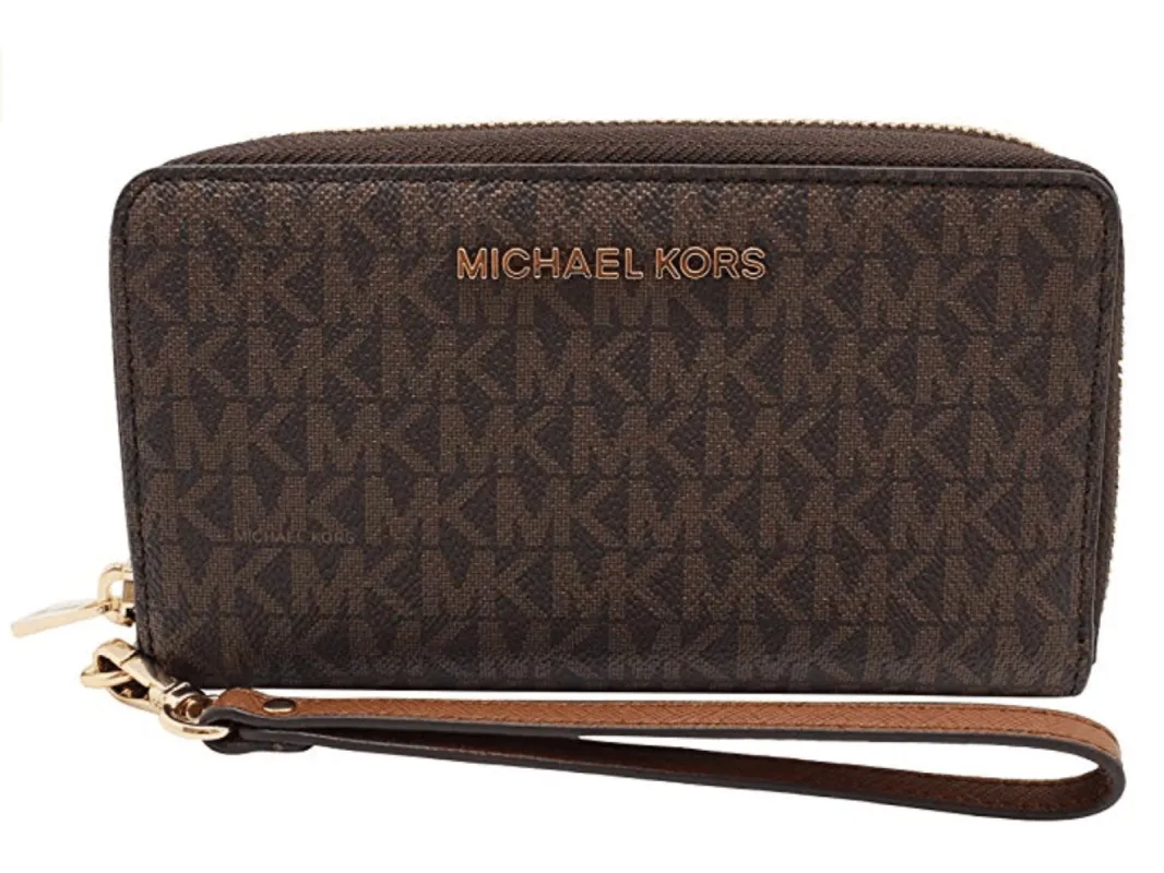 Michael Kors Jet Set Travel Large Flat Multifunction Phone Case Wallet Brown sold by Gaby's Bags