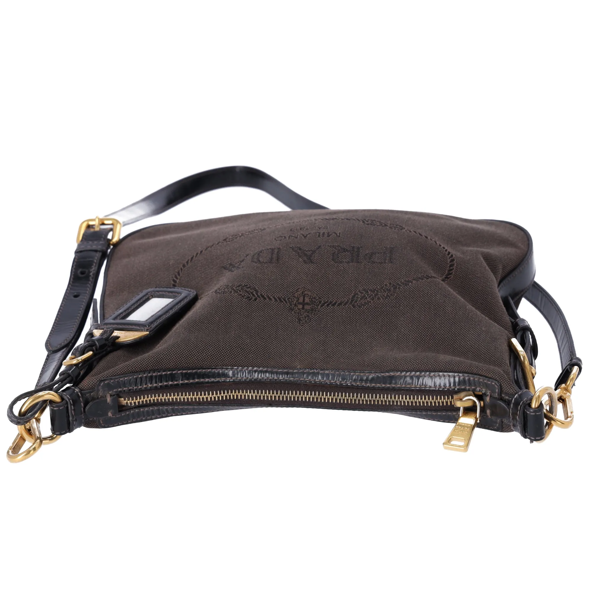 PRADA Logo Jacquard Crossbody Shoulder Bag Dark Brown Black sold by Gaby's Bags product image thumbnail 5