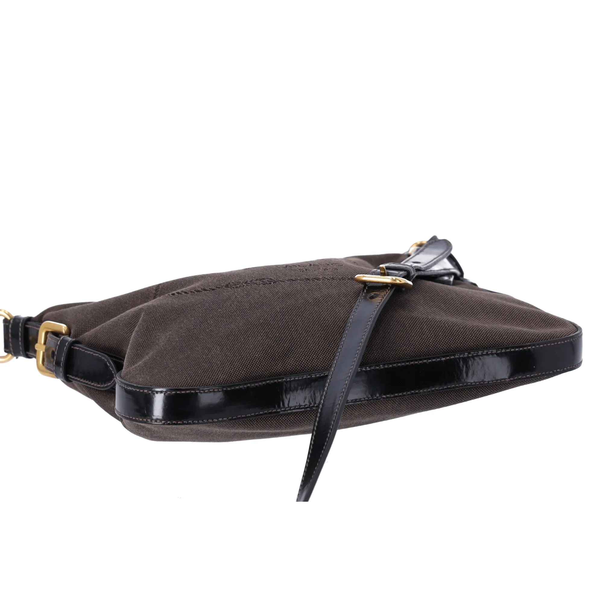 PRADA Logo Jacquard Crossbody Shoulder Bag Dark Brown Black sold by Gaby's Bags product image thumbnail 4