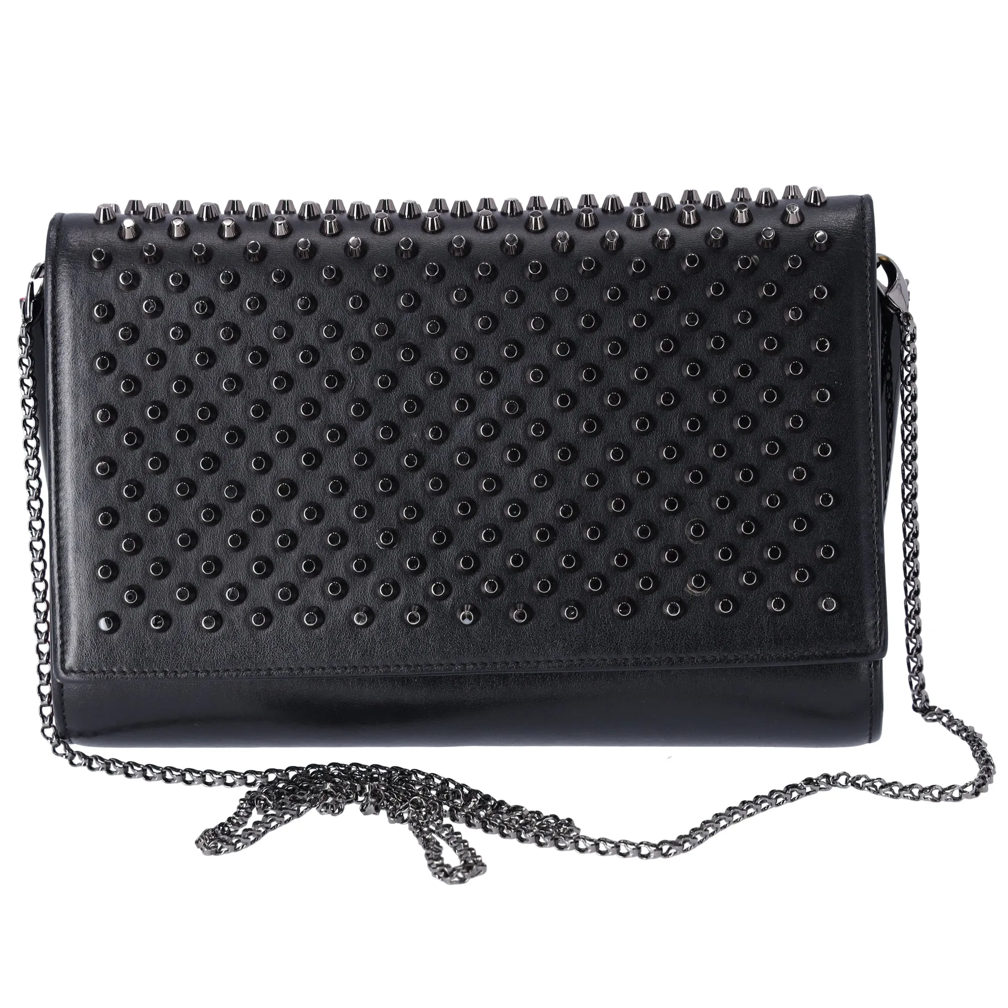 Christian Louboutin Paloma Clutch Crossbody 3175013 Black Red Studded Leather sold by Gaby's Bags product image thumbnail 2