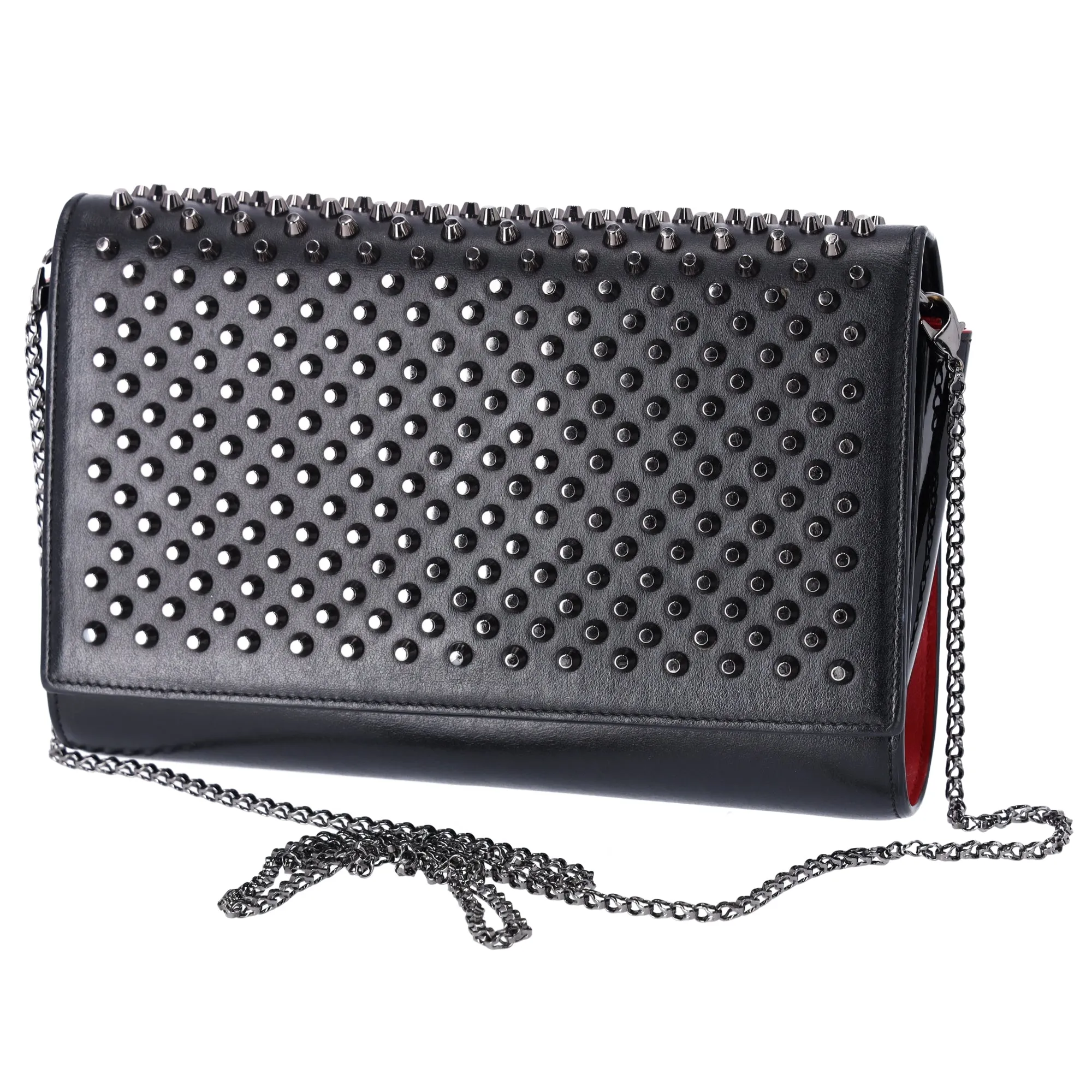 Christian Louboutin Paloma Clutch Crossbody 3175013 Black Red Studded Leather sold by Gaby's Bags product image thumbnail 3