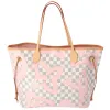Louis Vuitton Neverfull MM Tote Bag Damier Azur Tahitienne Beige Pink sold by Gaby's Bags