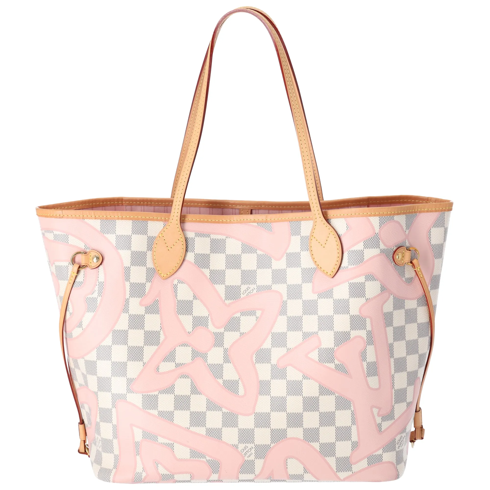 Louis Vuitton Neverfull MM Tote Bag Damier Azur Tahitienne Beige Pink sold by Gaby's Bags product image thumbnail 2