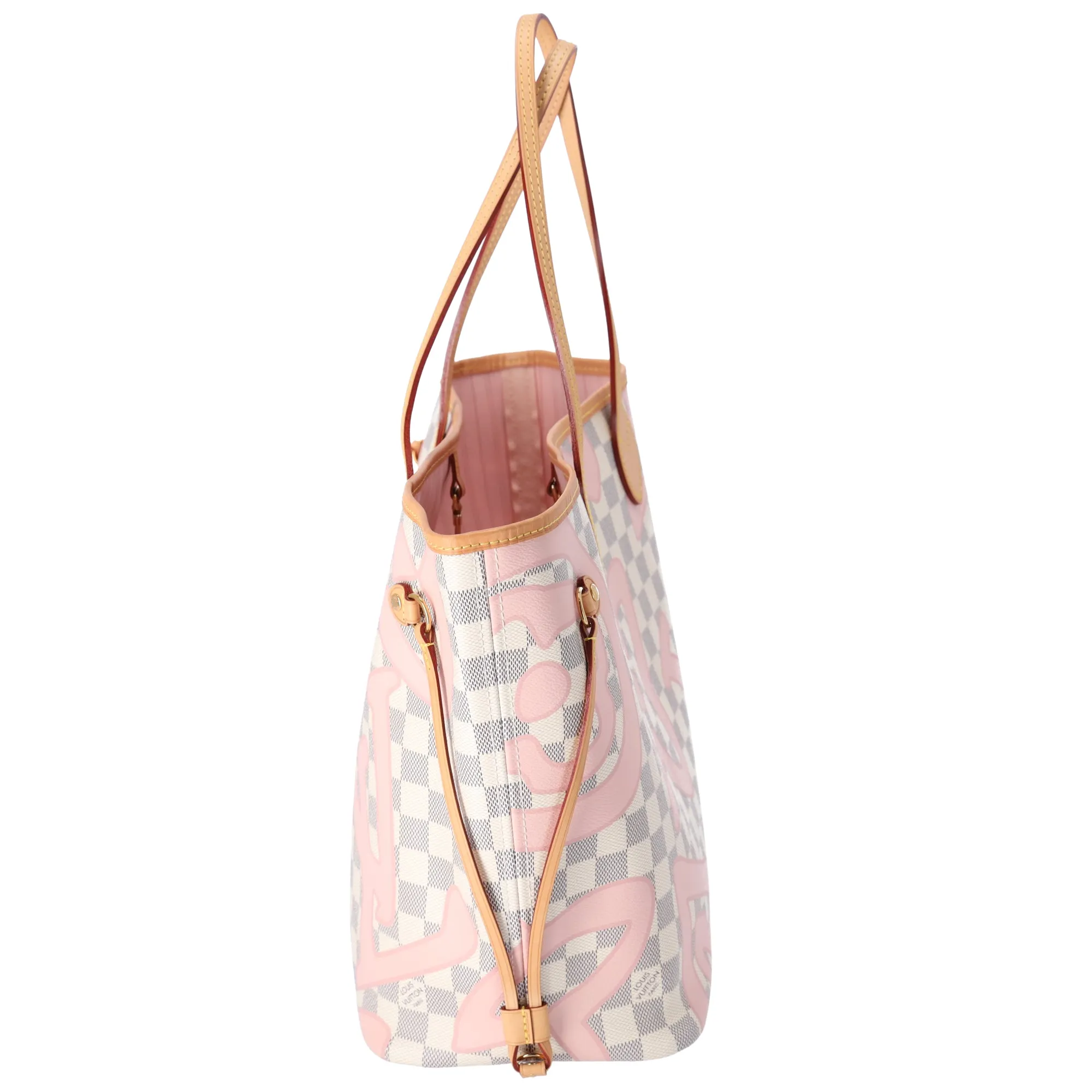 Louis Vuitton Neverfull MM Tote Bag Damier Azur Tahitienne Beige Pink sold by Gaby's Bags product image thumbnail 5