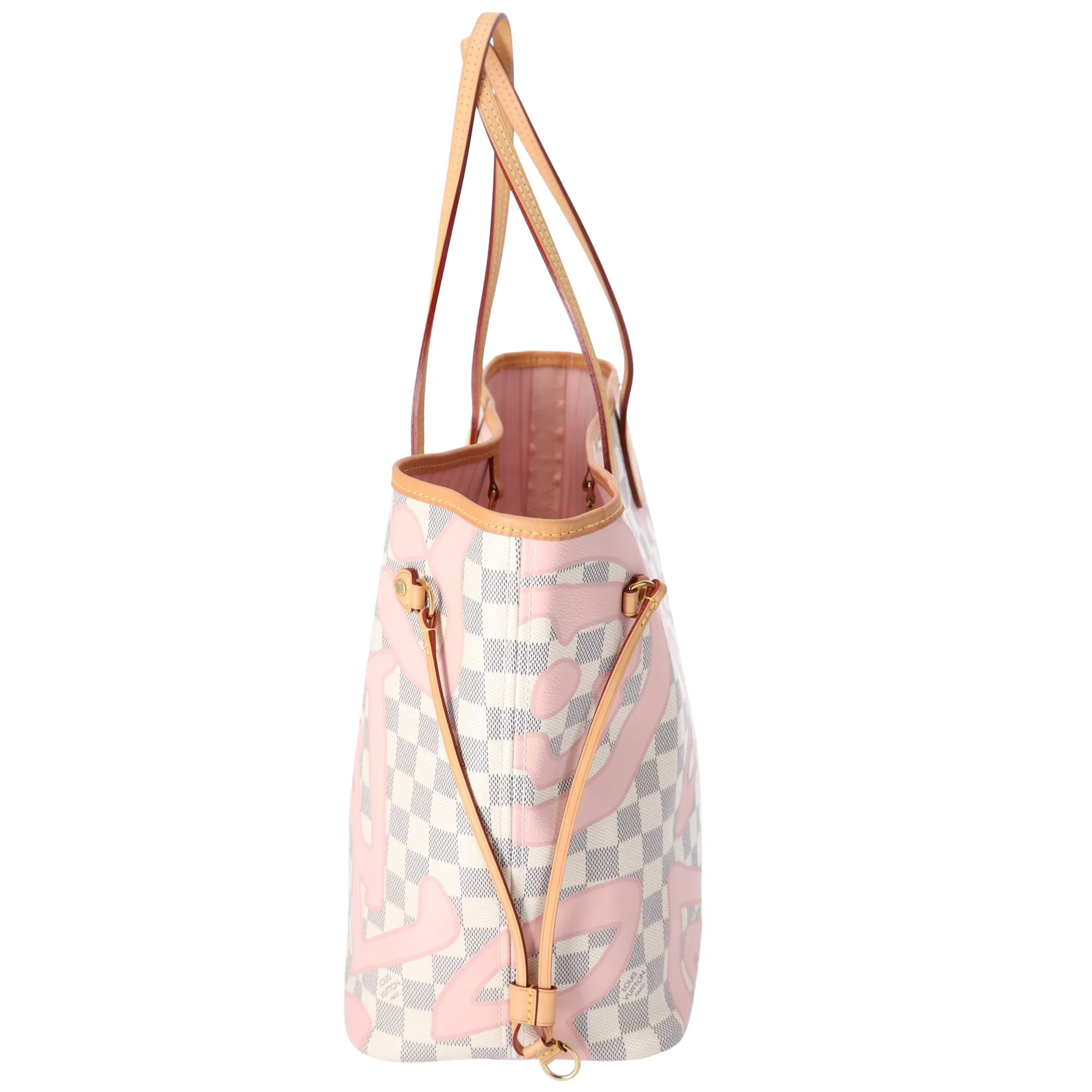 Louis Vuitton Neverfull MM Tote Bag Damier Azur Tahitienne Beige Pink sold by Gaby's Bags product image thumbnail 3