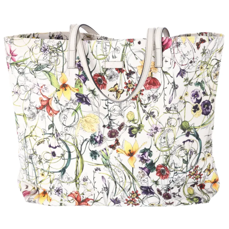 GUCCI Flora Tote Bag 295252 Cream Green Multi Canvas Leather sold by Gaby's Bags