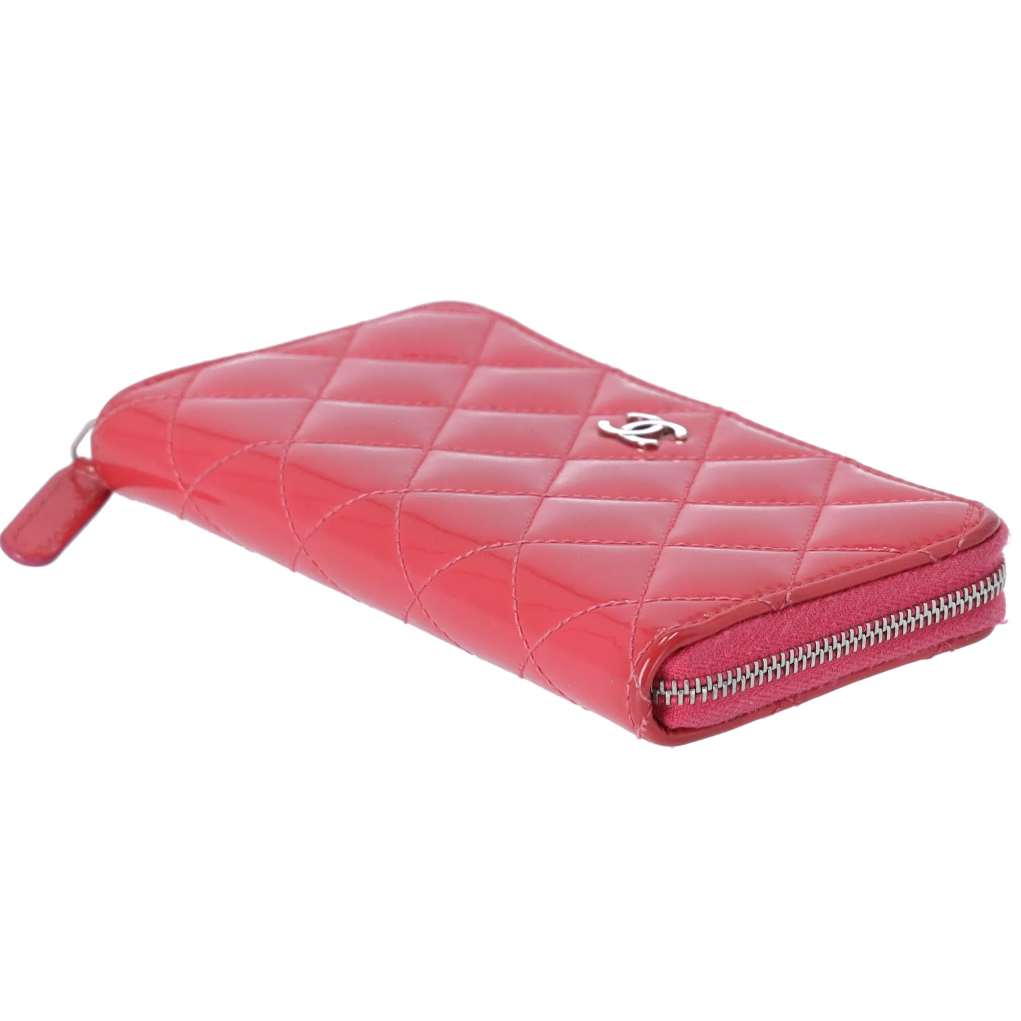CHANEL Mateless Medium Zip Around Wallet Pink Quilted Patent Leather sold by Gaby's Bags product image thumbnail 5